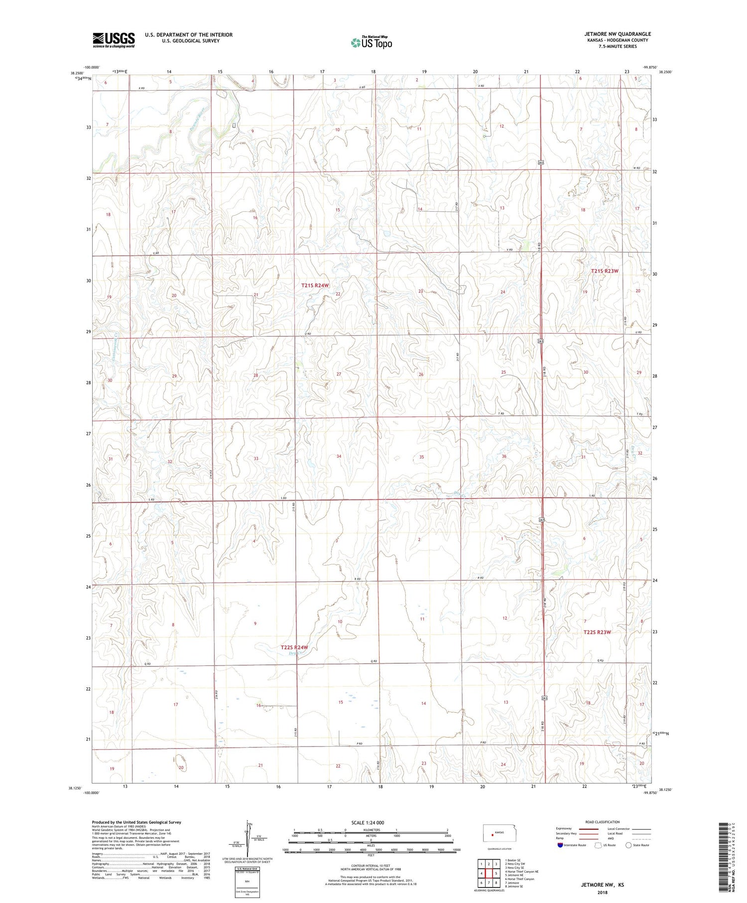 Jetmore NW Kansas US Topo Map Image