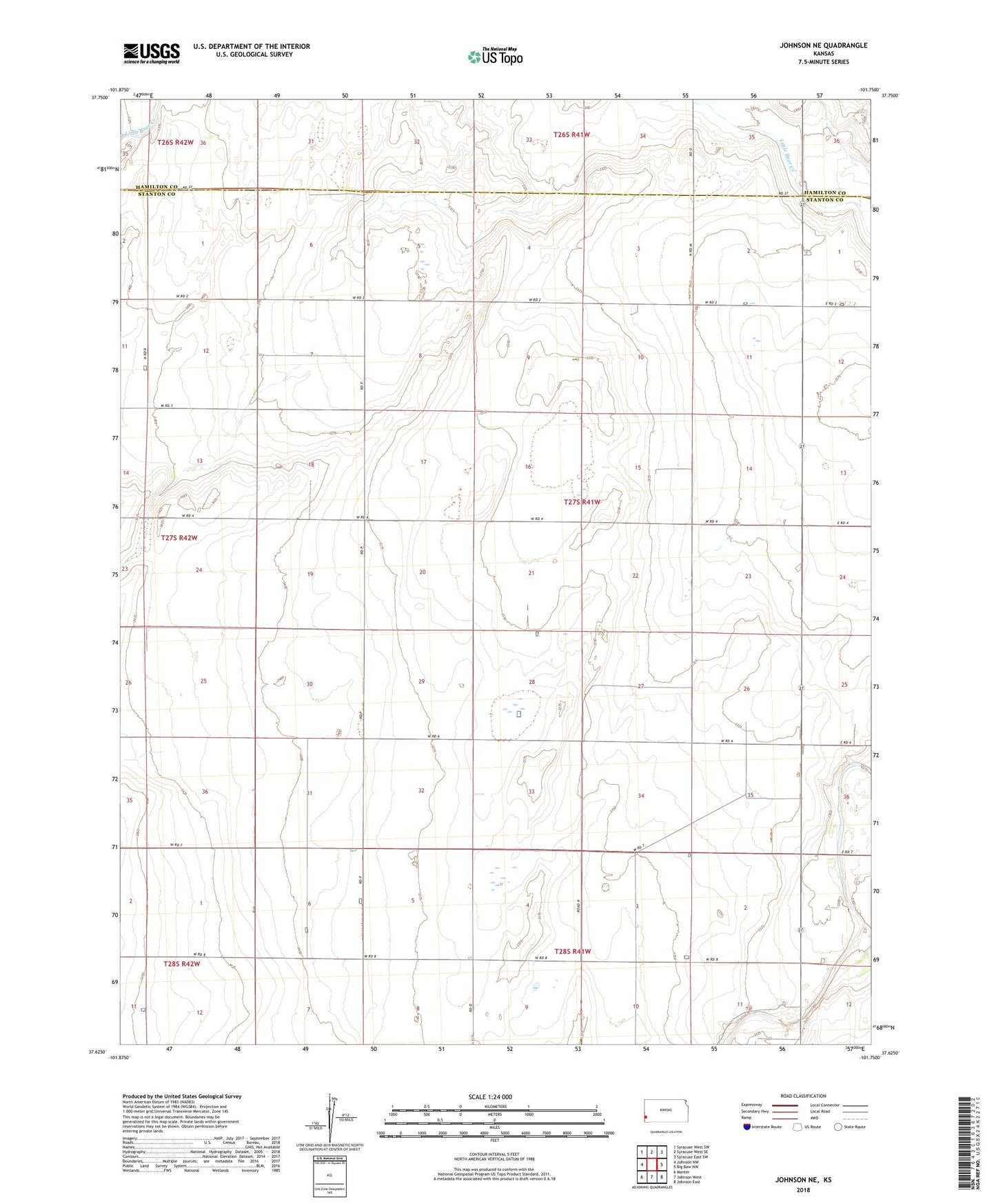 Johnson NE Kansas US Topo Map Image