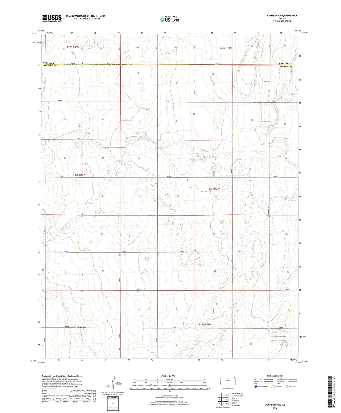 Johnson NW Kansas US Topo Map Image