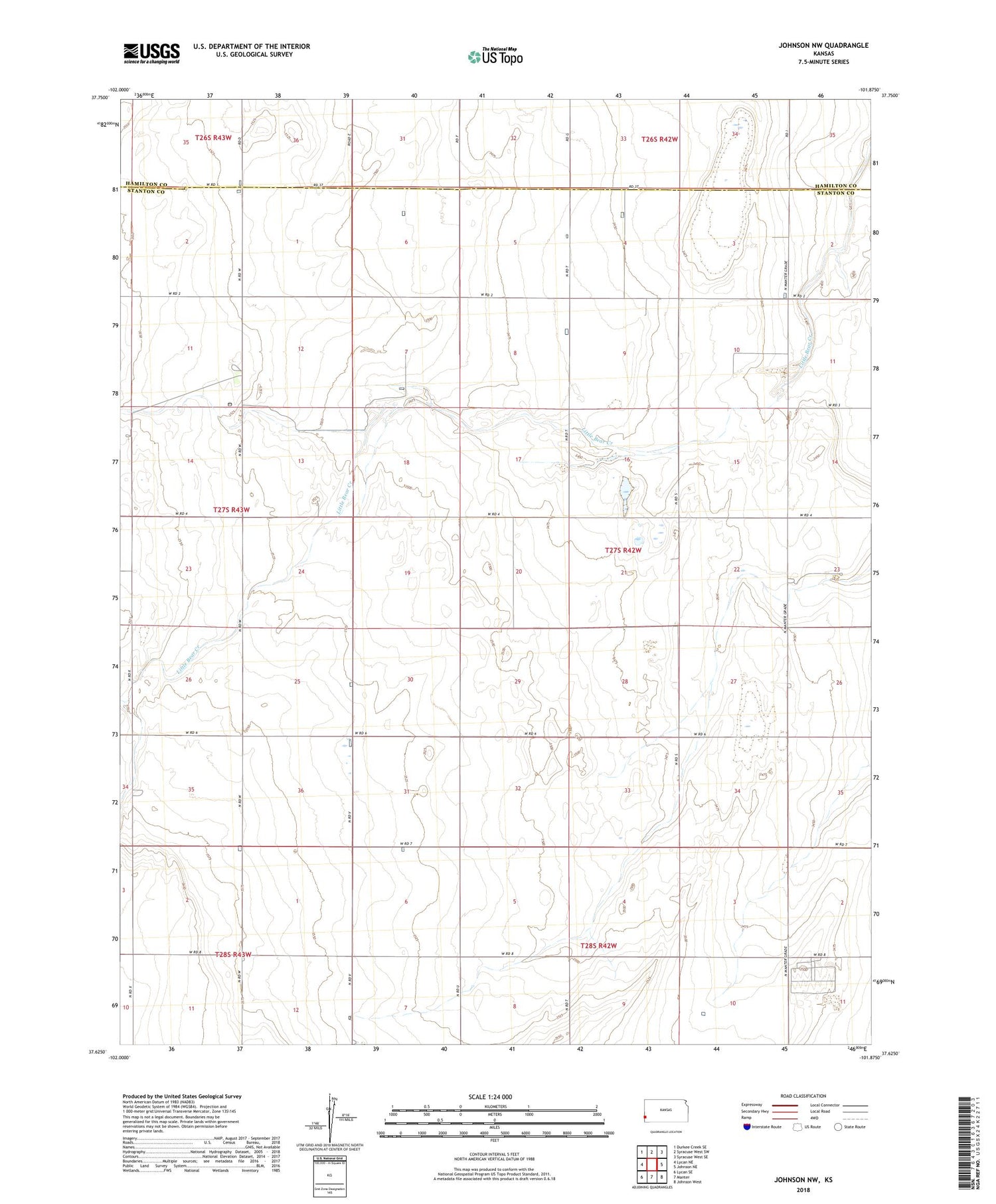 Johnson NW Kansas US Topo Map Image