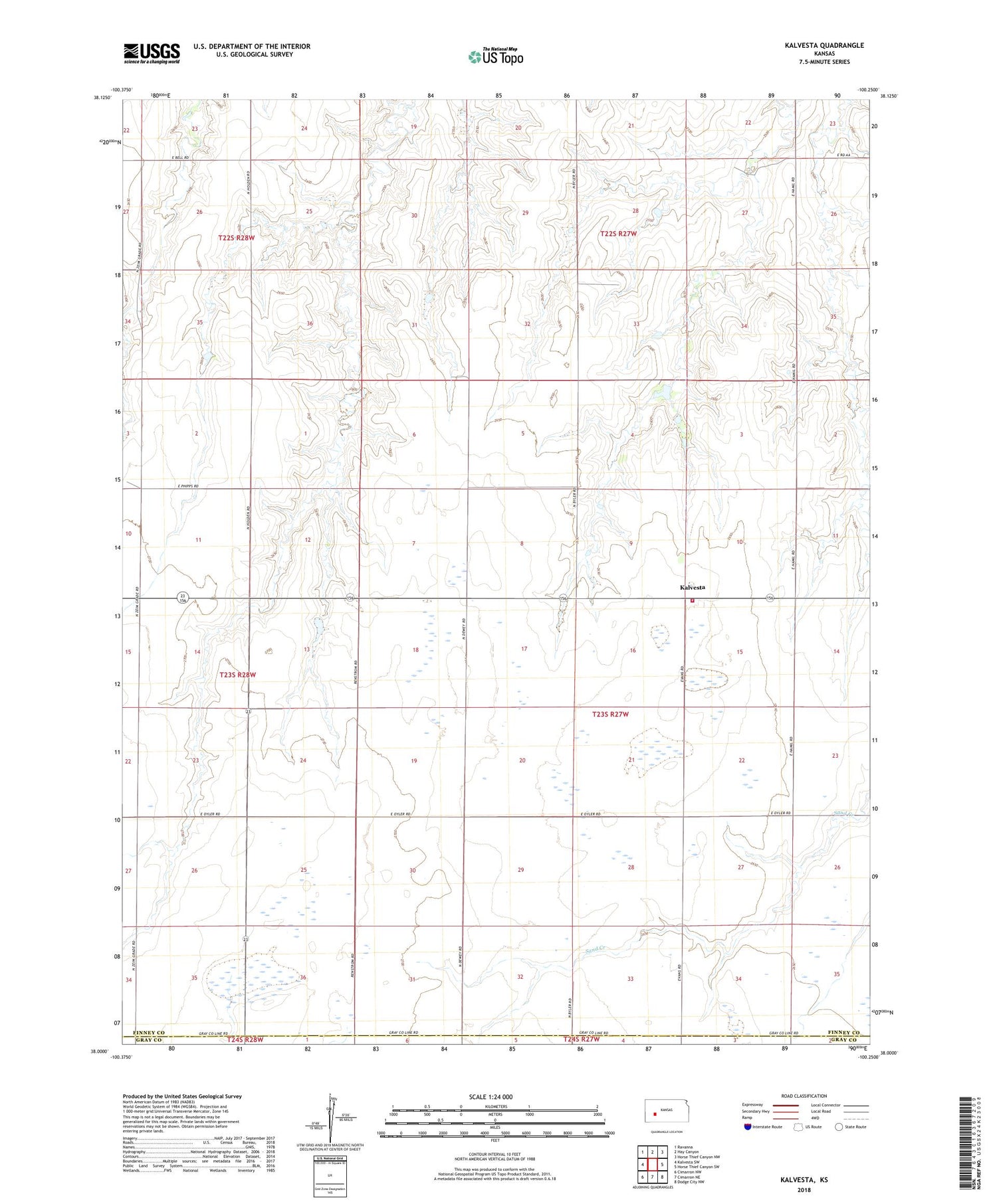 Kalvesta Kansas US Topo Map Image
