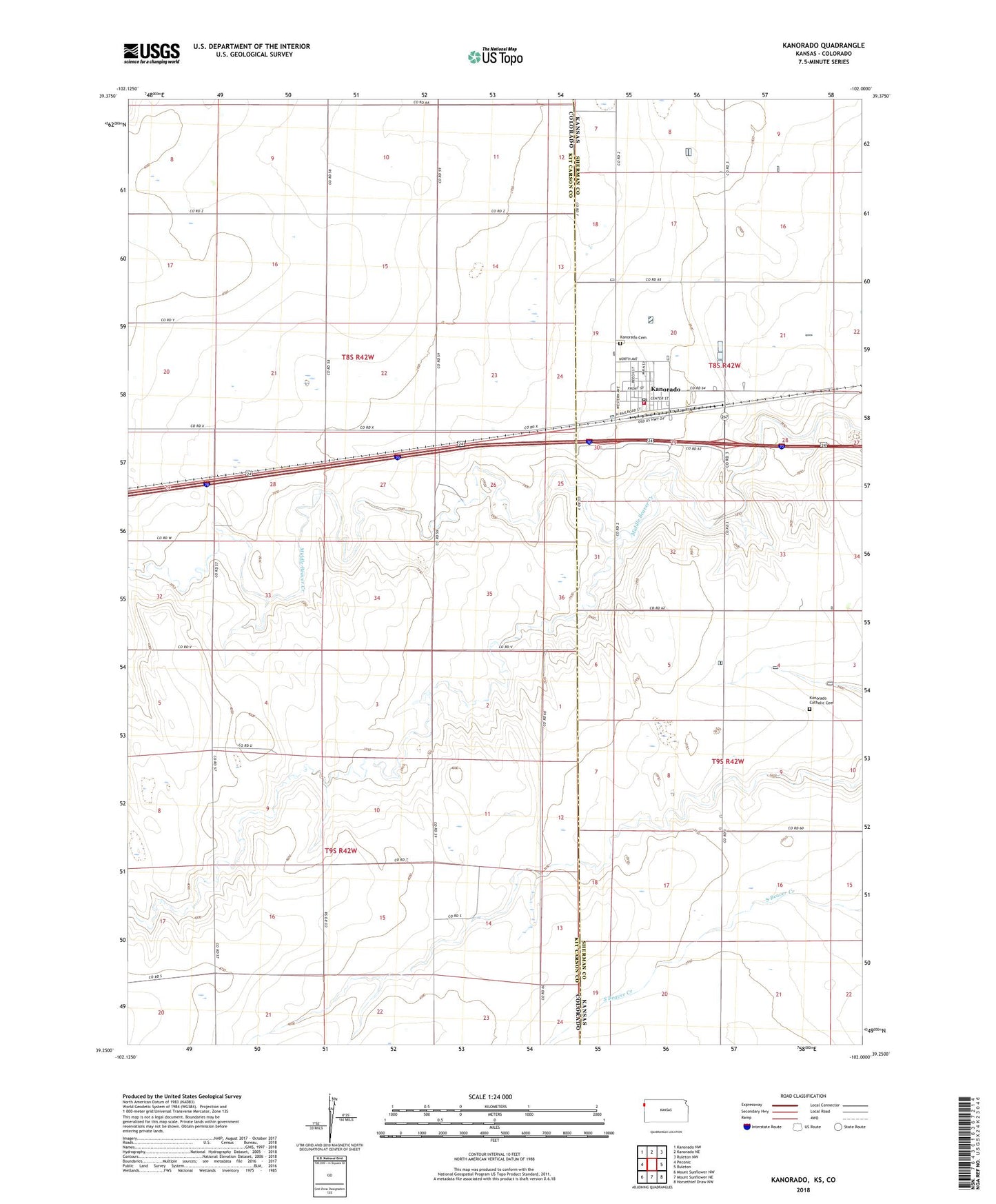 Kanorado Kansas US Topo Map Image