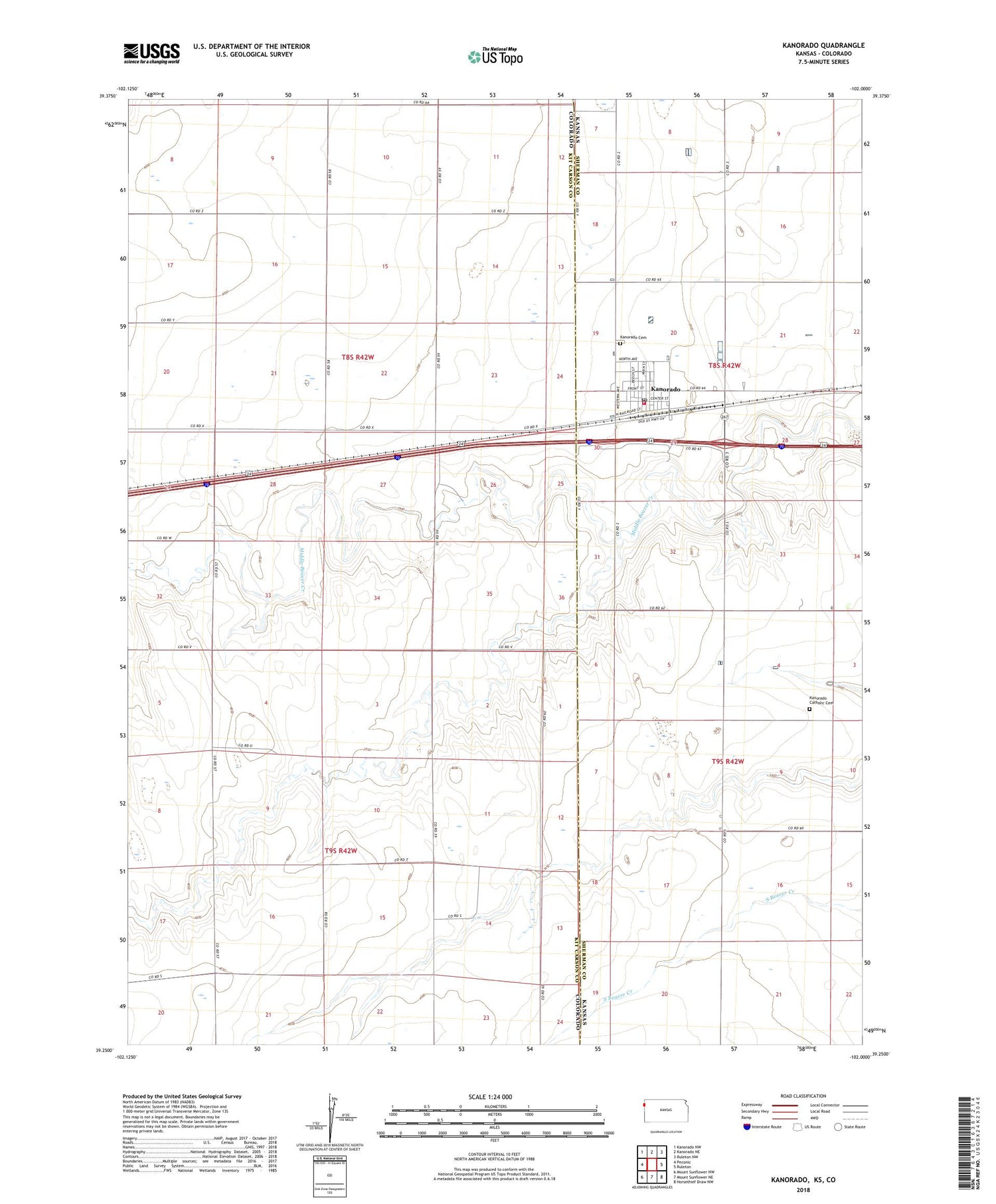 Kanorado Kansas US Topo Map Image