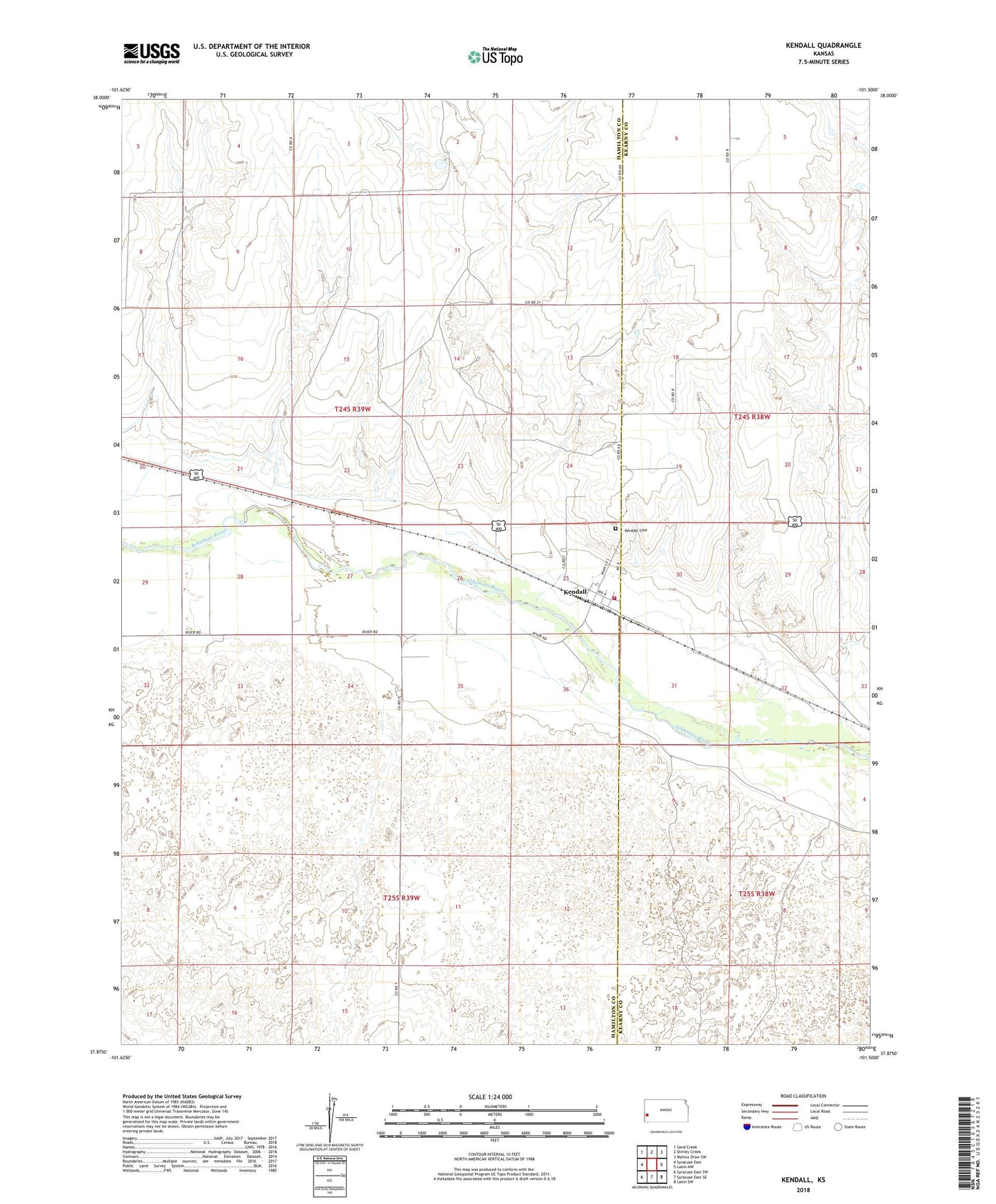 Kendall Kansas US Topo Map Image