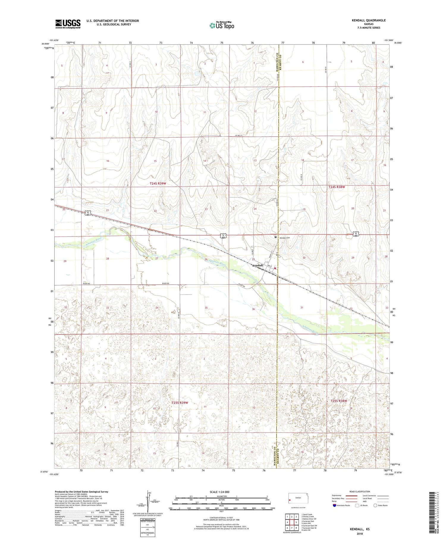 Kendall Kansas US Topo Map Image
