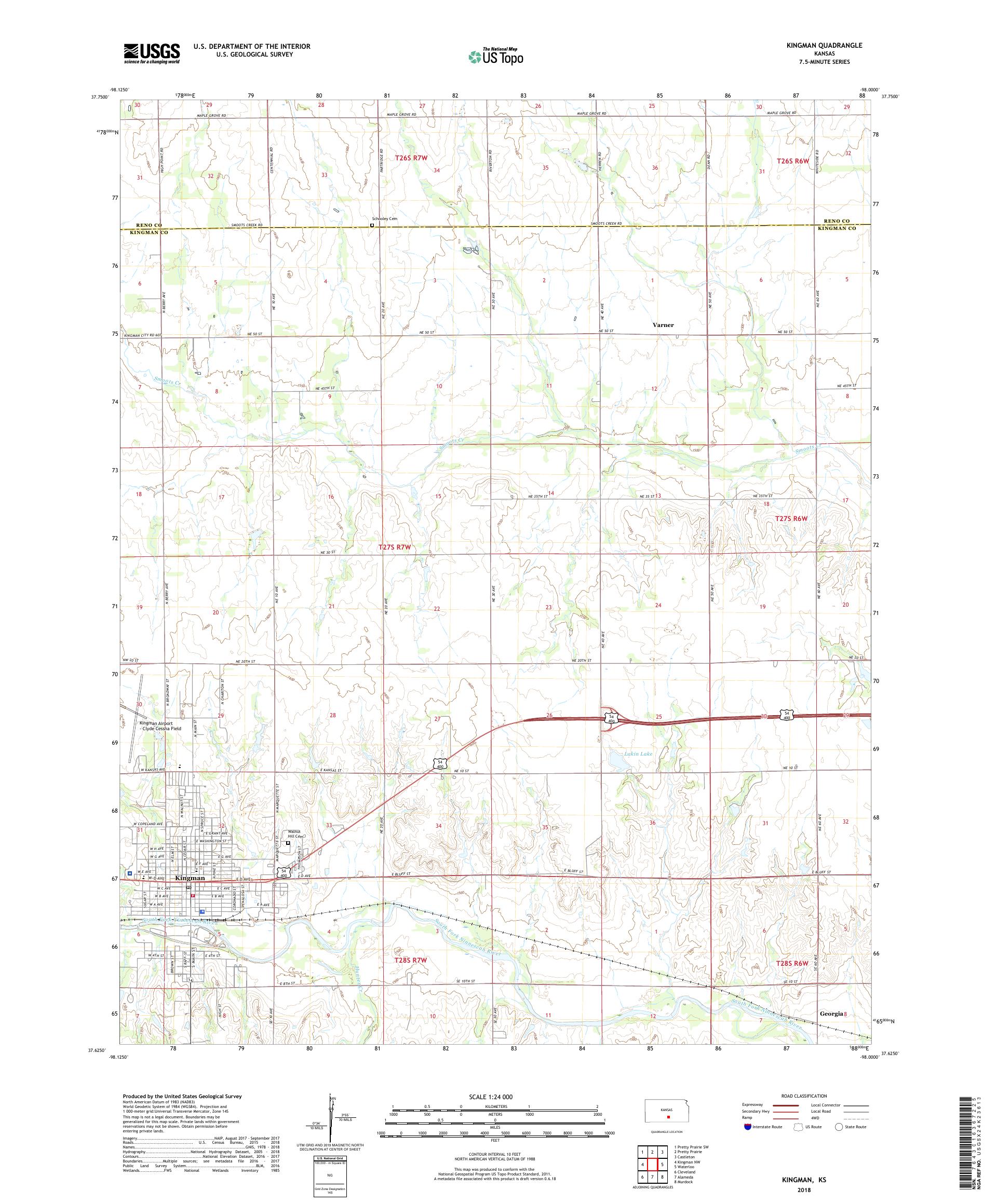 Kingman Kansas US Topo Map – MyTopo Map Store