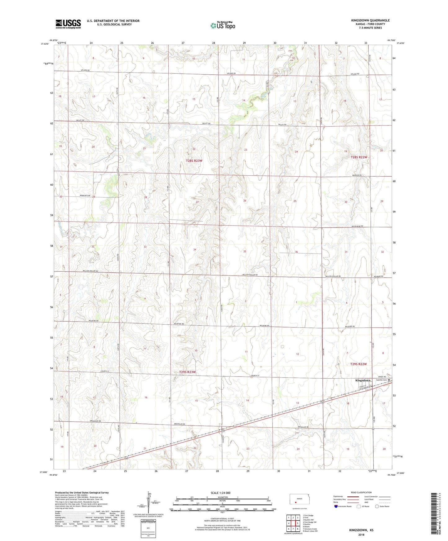 Kingsdown Kansas US Topo Map Image