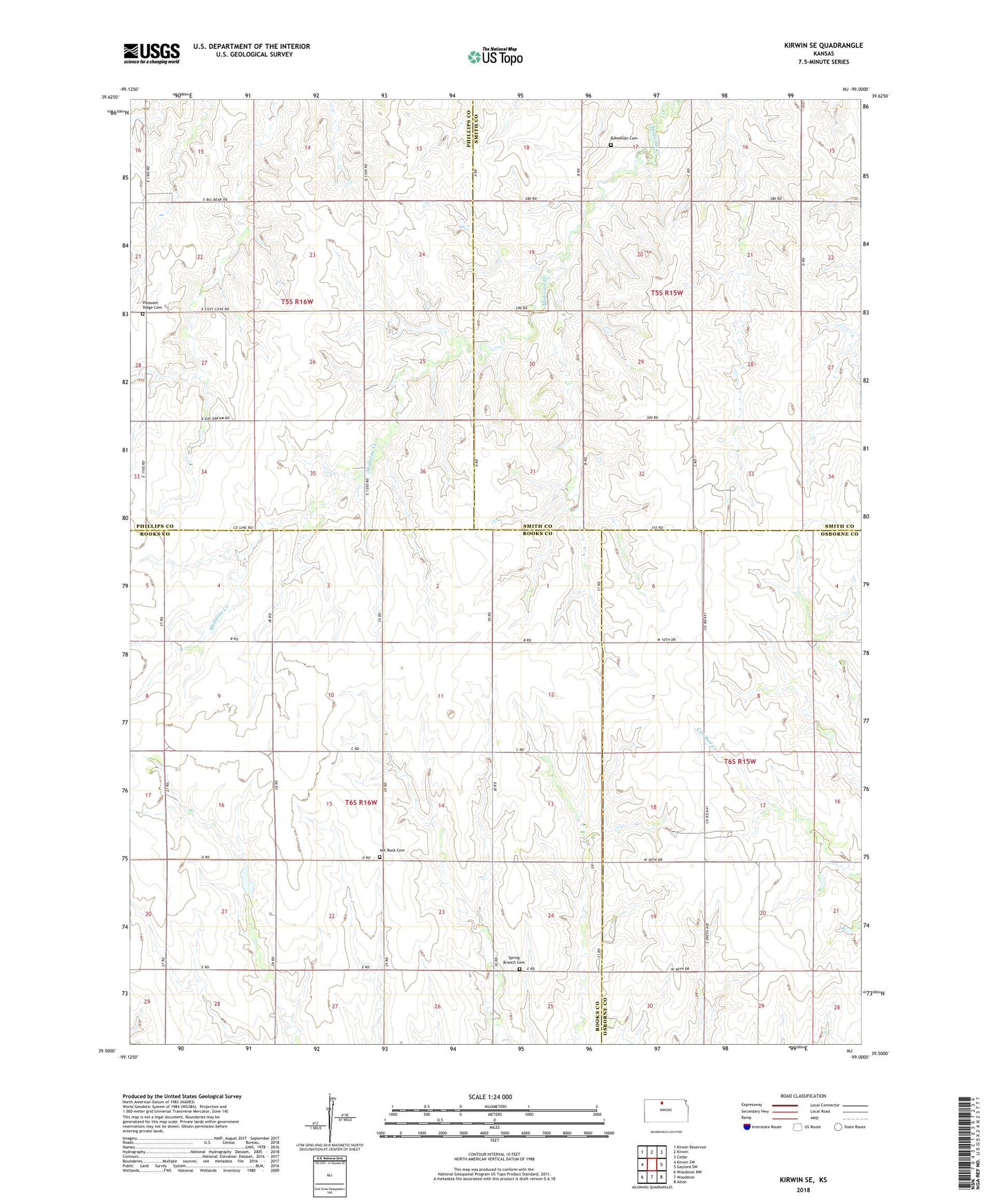 Kirwin SE Kansas US Topo Map Image