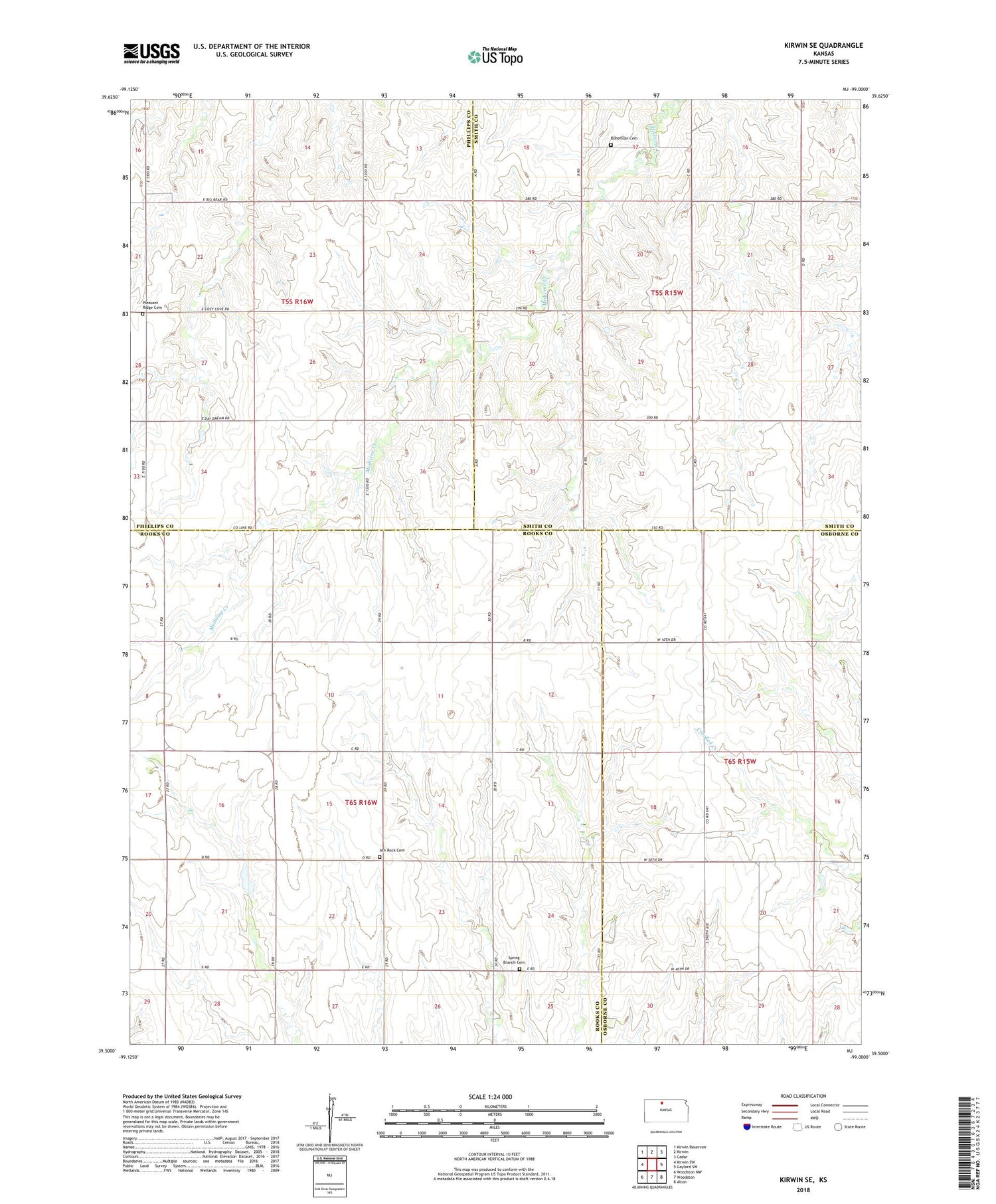 Kirwin SE Kansas US Topo Map Image