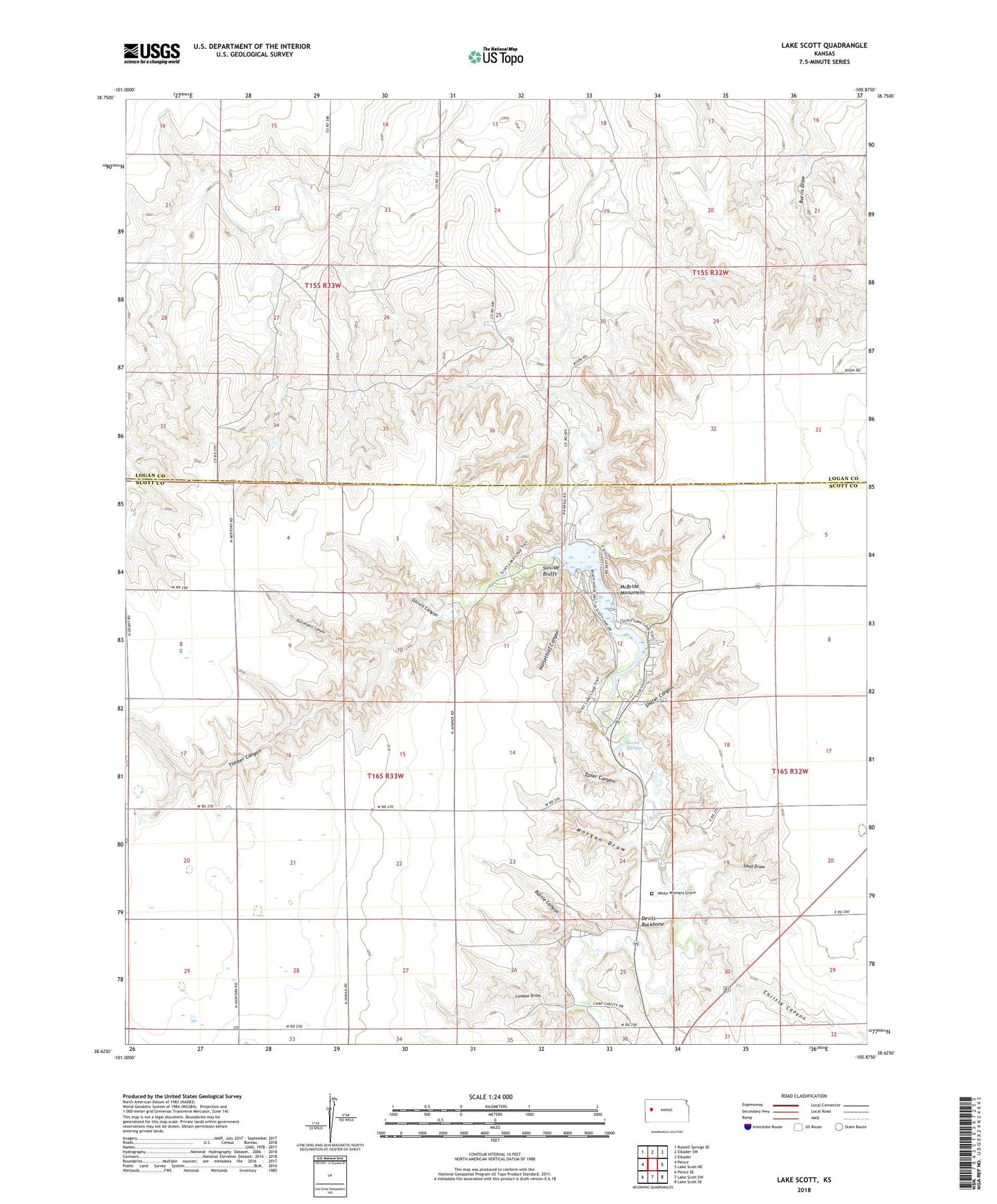 Lake Scott Kansas US Topo Map Image