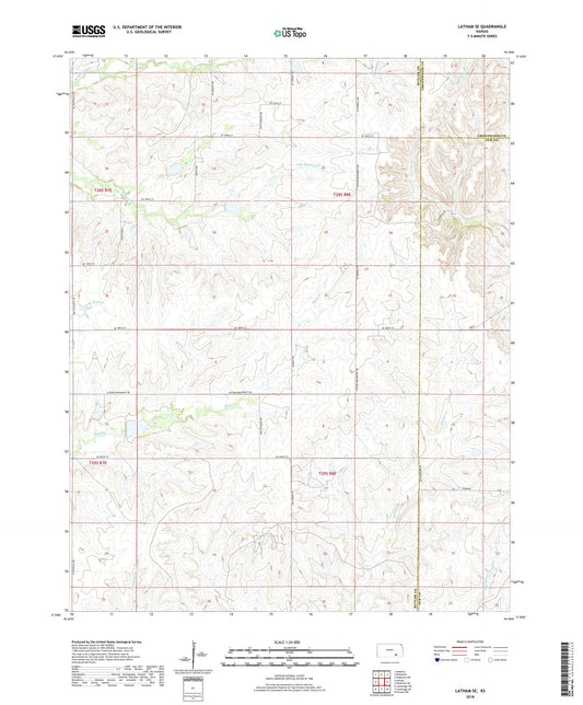 Latham SE Kansas US Topo Map Image