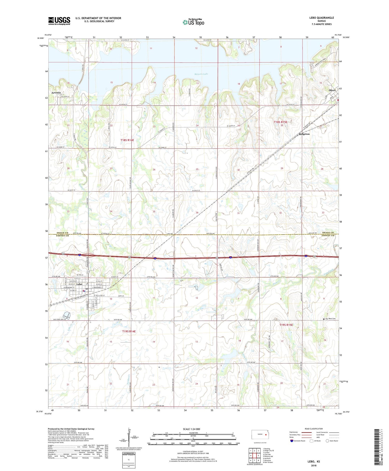 Lebo Kansas US Topo Map Image