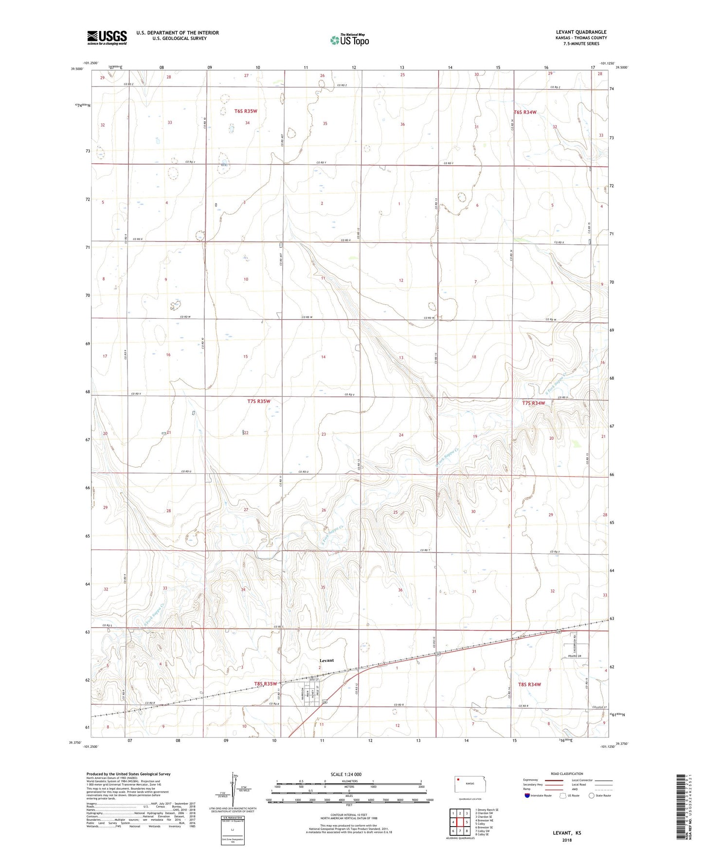 Levant Kansas US Topo Map Image