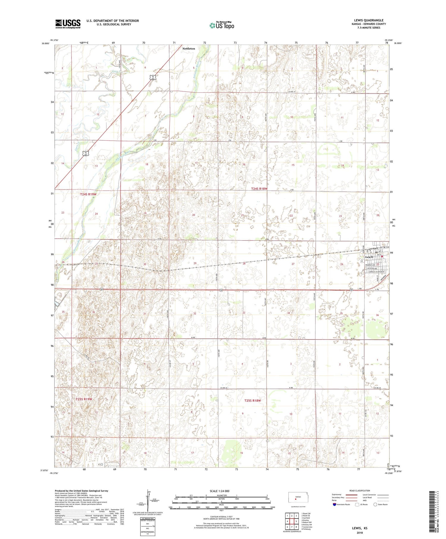 Lewis Kansas US Topo Map Image