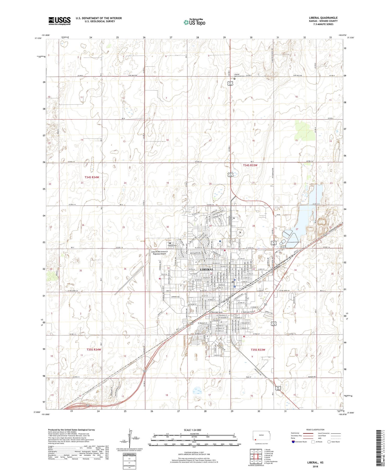 Liberal Kansas US Topo Map Image