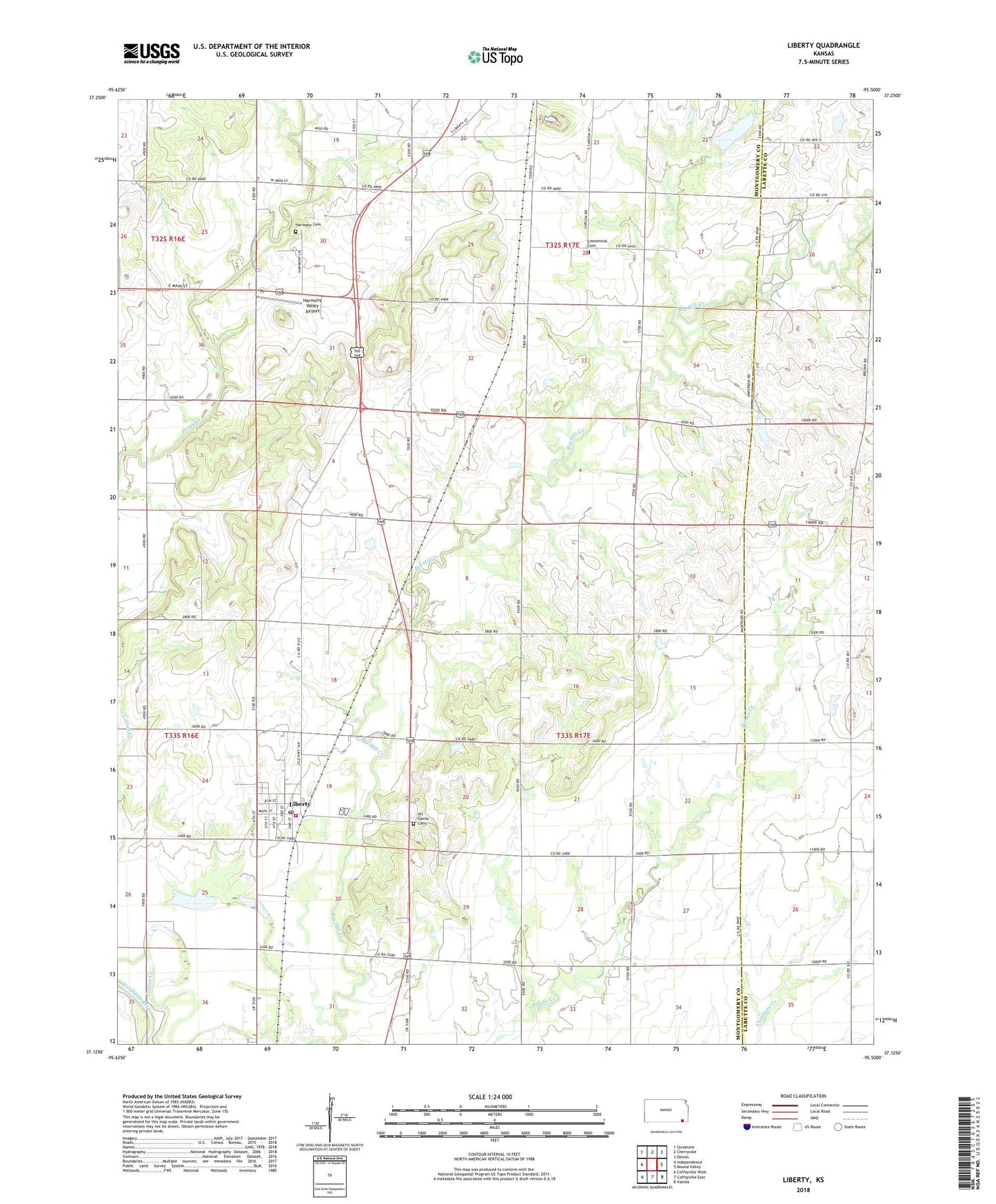 Liberty Kansas US Topo Map Image