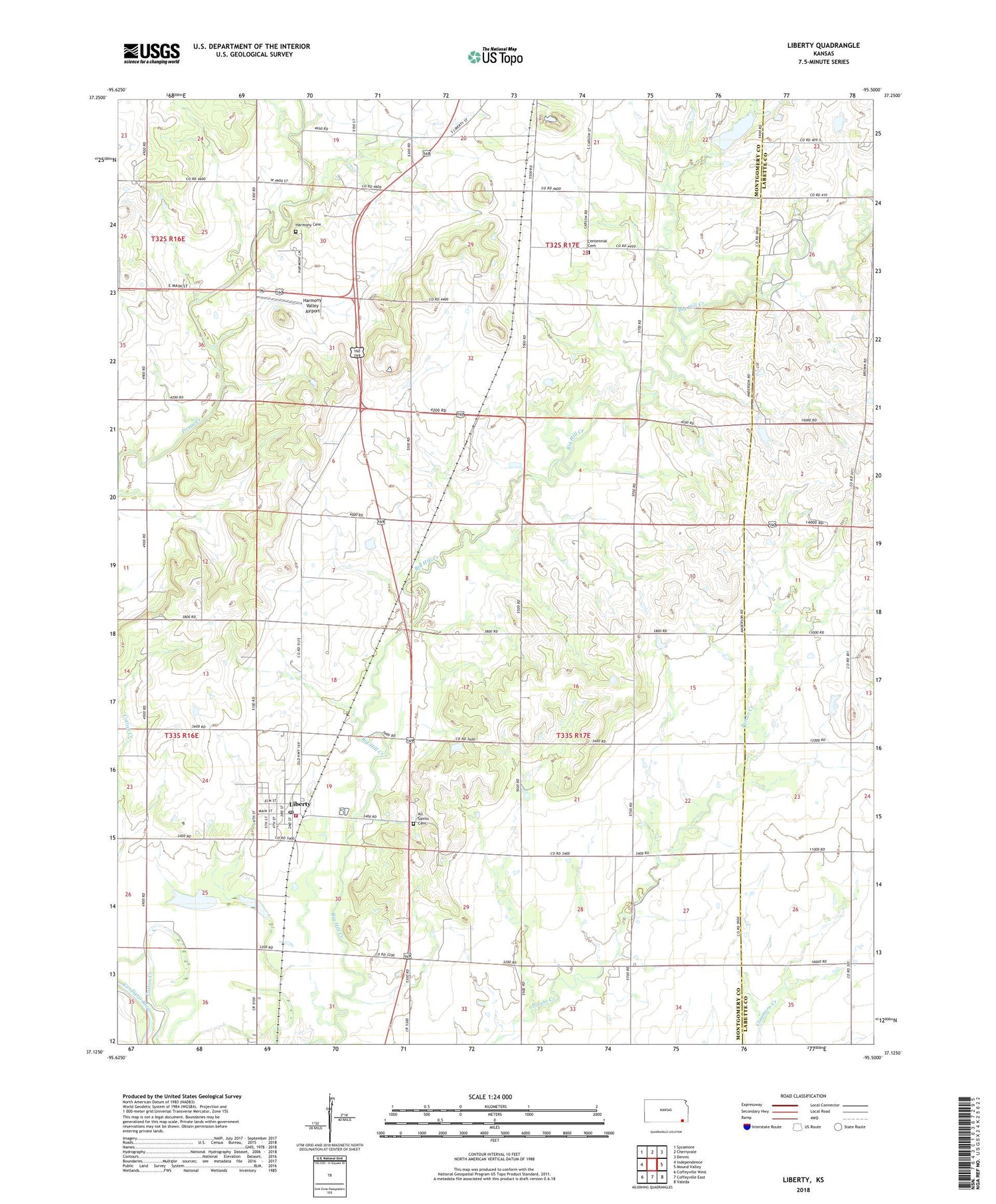 Liberty Kansas US Topo Map Image