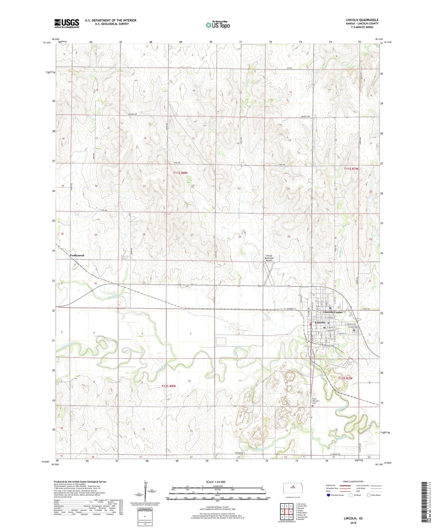 Lincoln Kansas US Topo Map Image