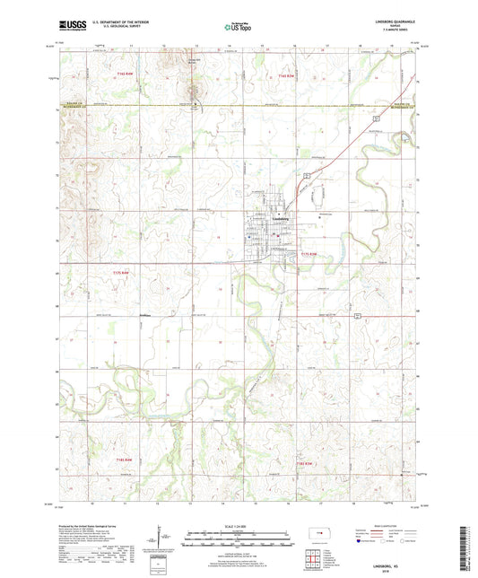 Lindsborg Kansas US Topo Map Image