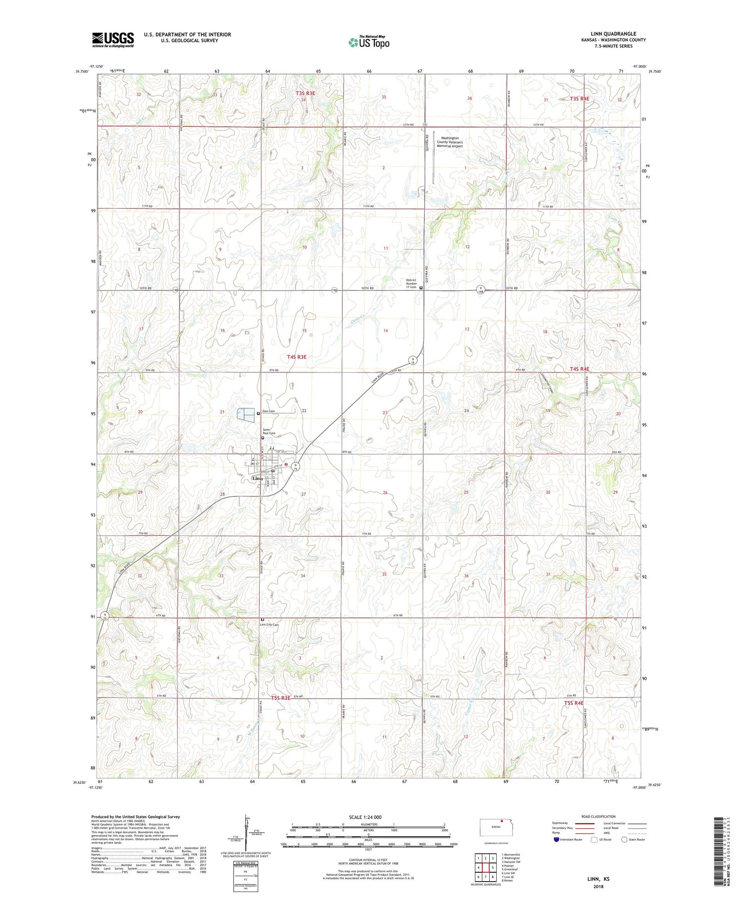 Linn Kansas US Topo Map Image