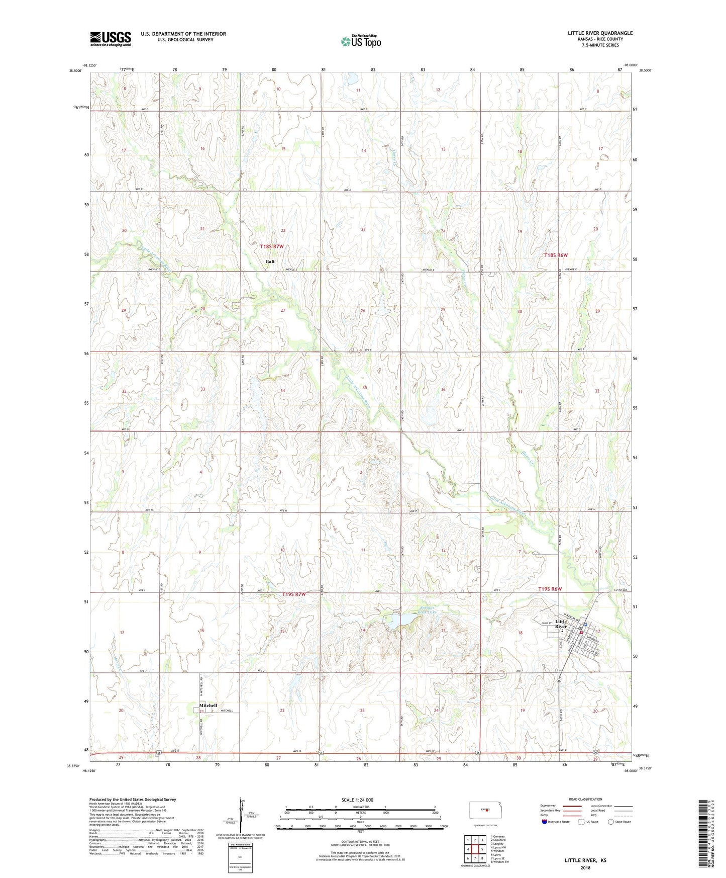 Little River Kansas US Topo Map Image