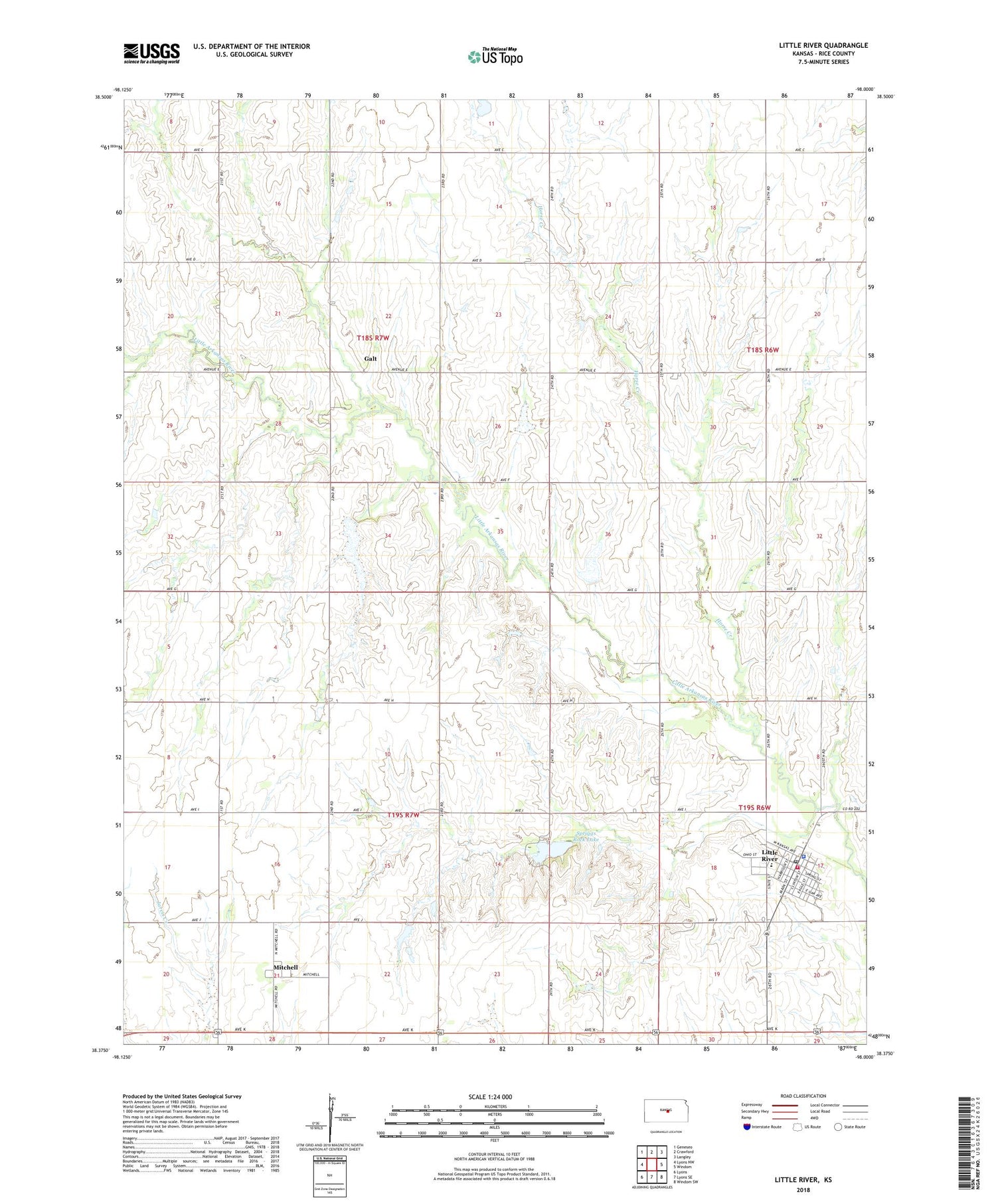 Little River Kansas US Topo Map Image