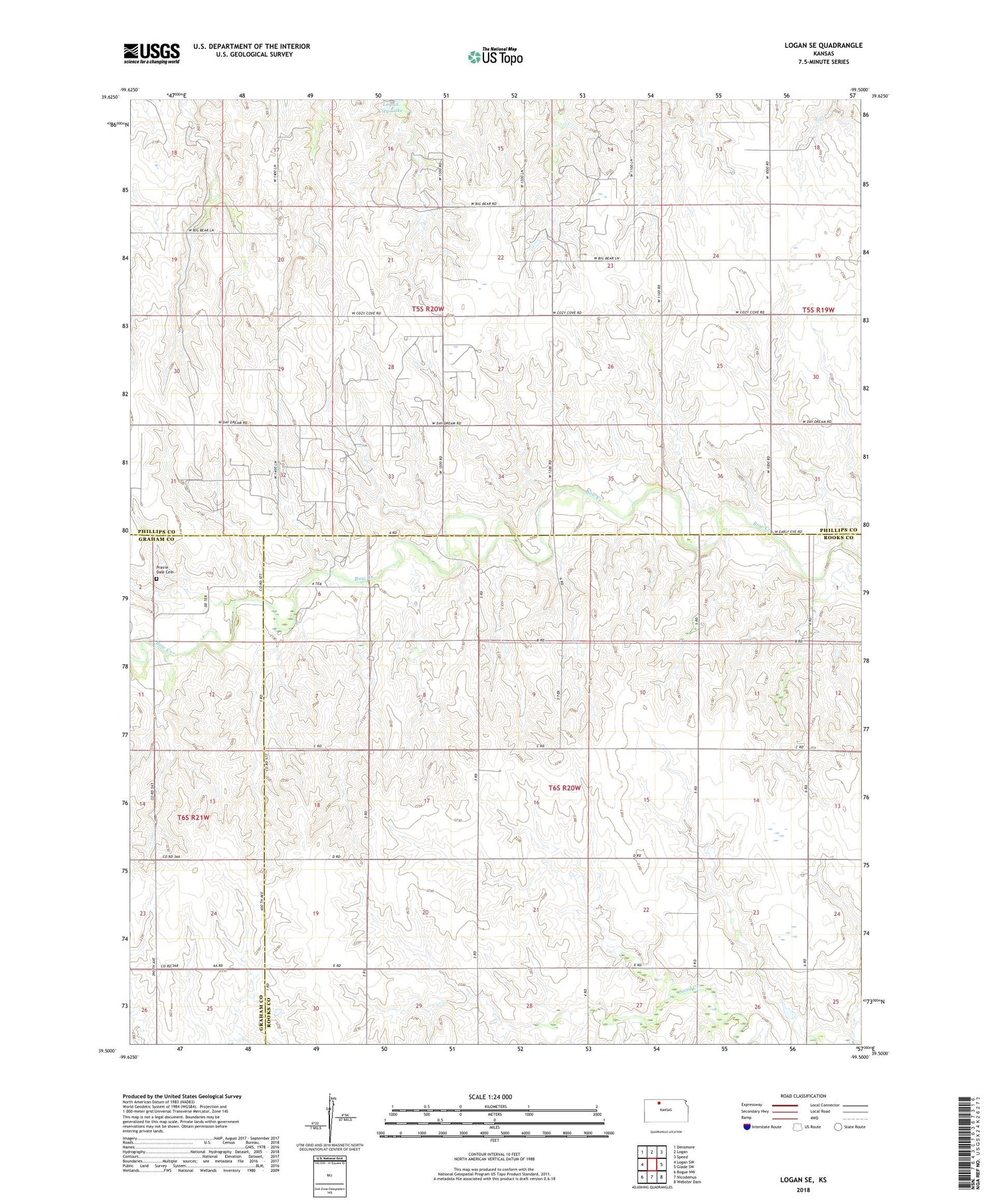 Logan SE Kansas US Topo Map Image