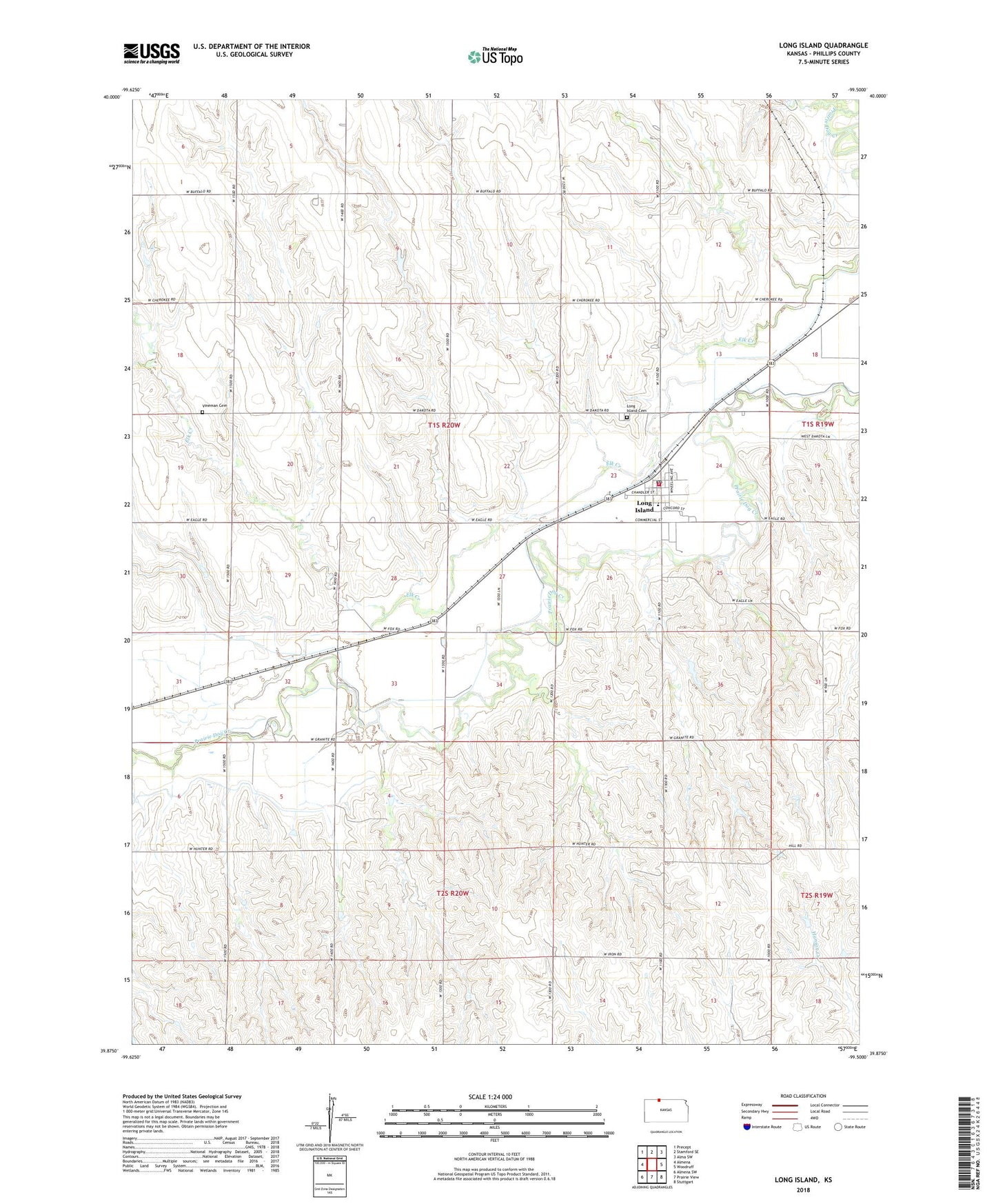 Long Island Kansas US Topo Map Image