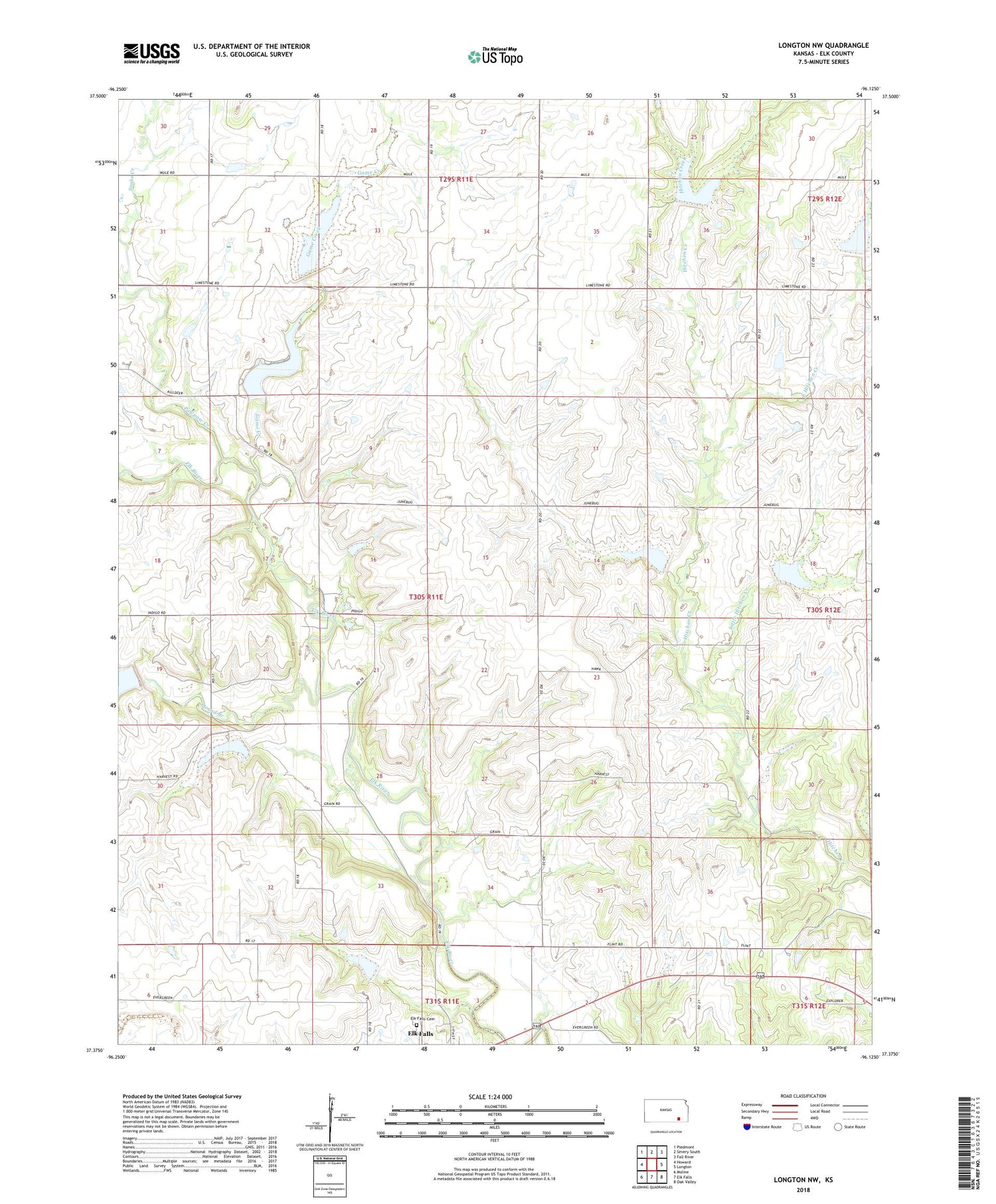 Longton NW Kansas US Topo Map Image