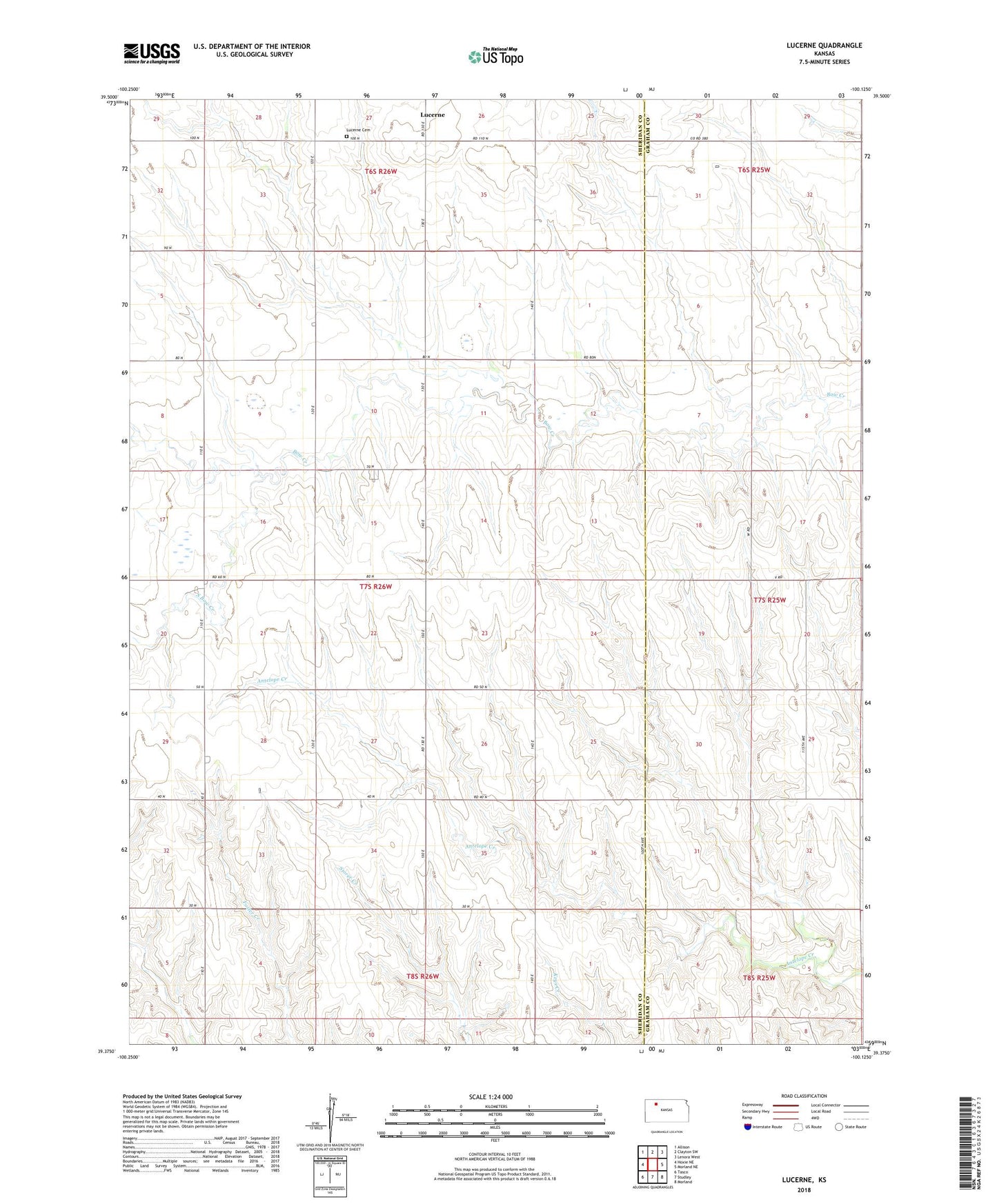 Lucerne Kansas US Topo Map Image