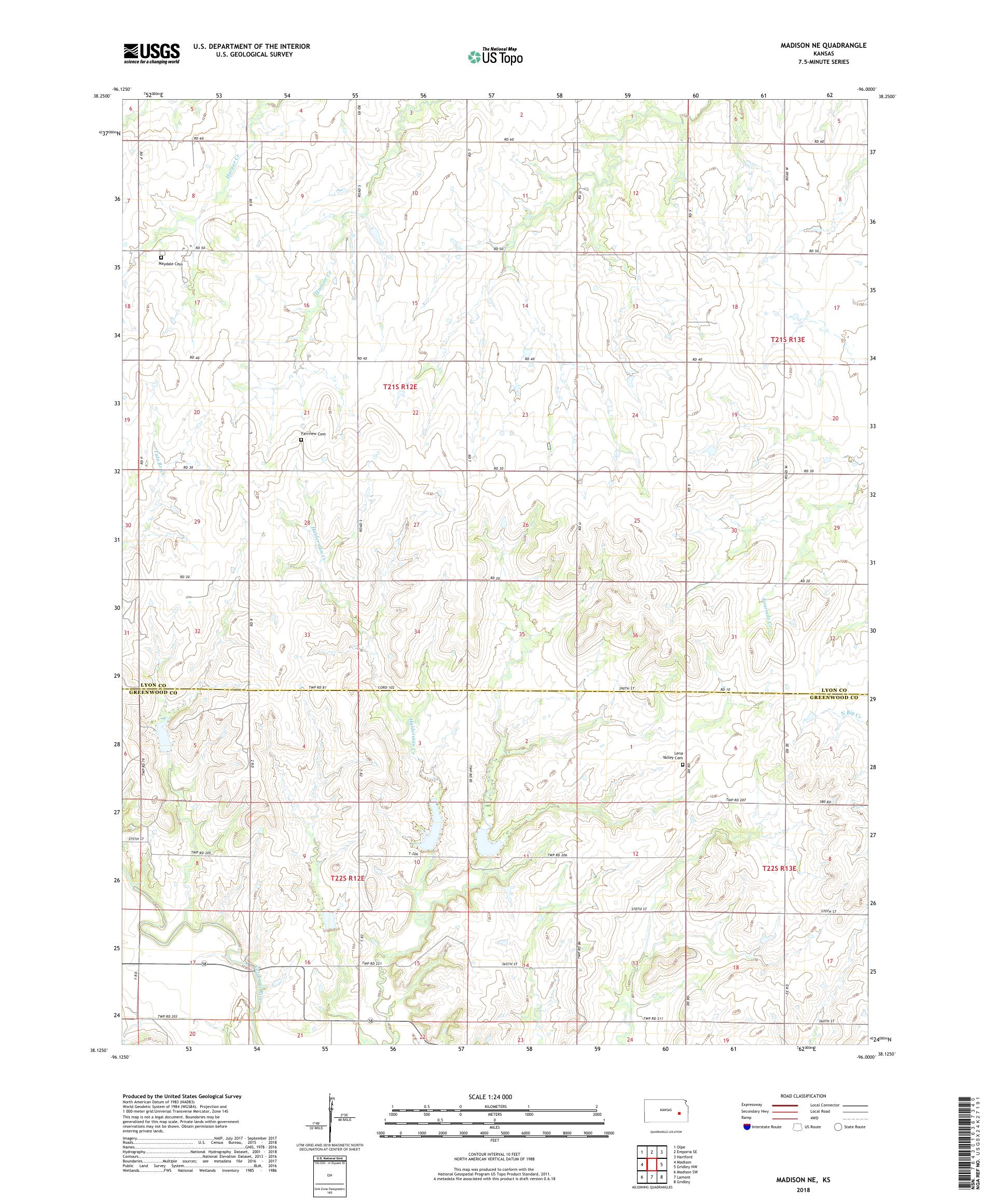 Madison NE Kansas US Topo Map – MyTopo Map Store