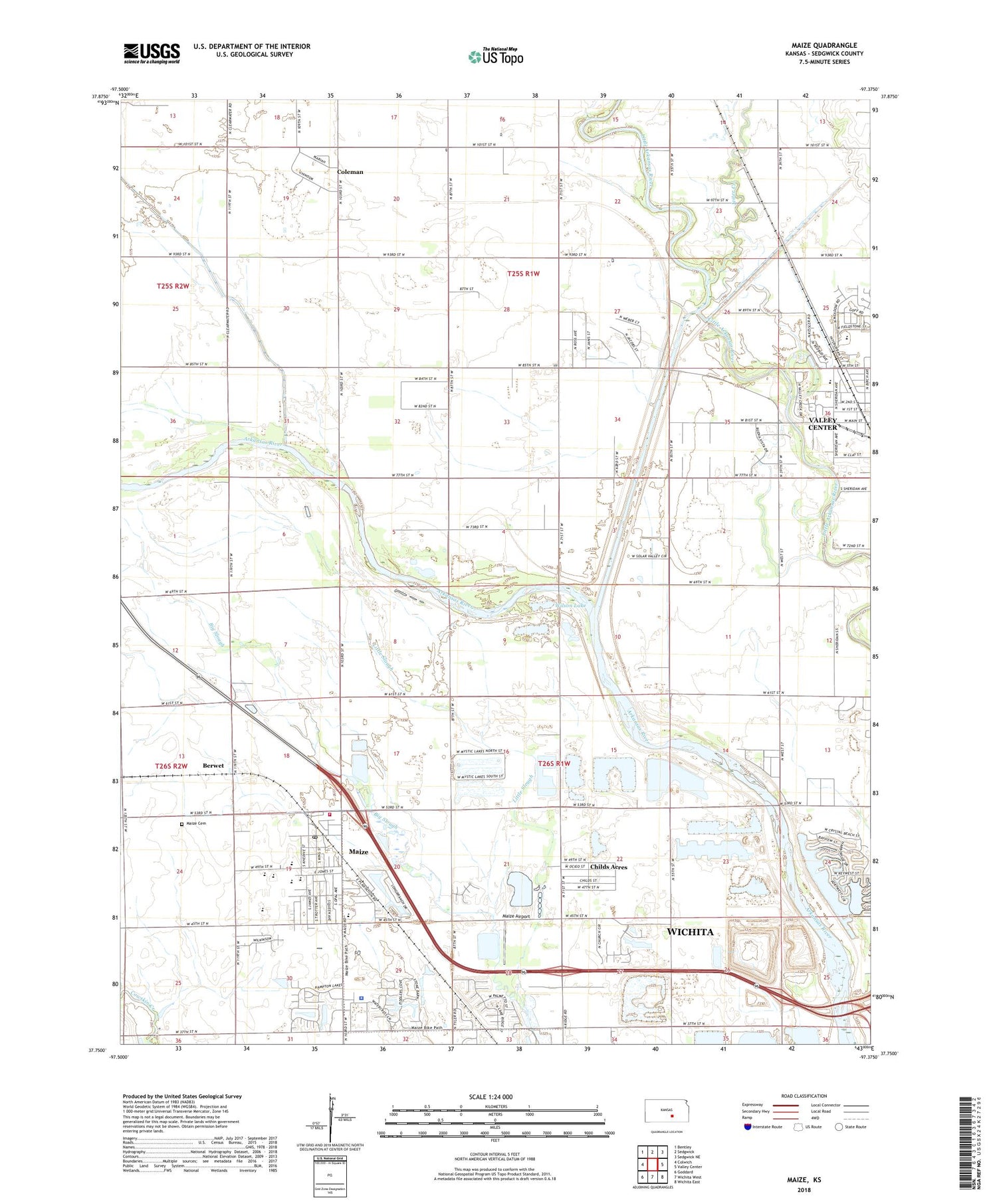 Maize Kansas US Topo Map Image