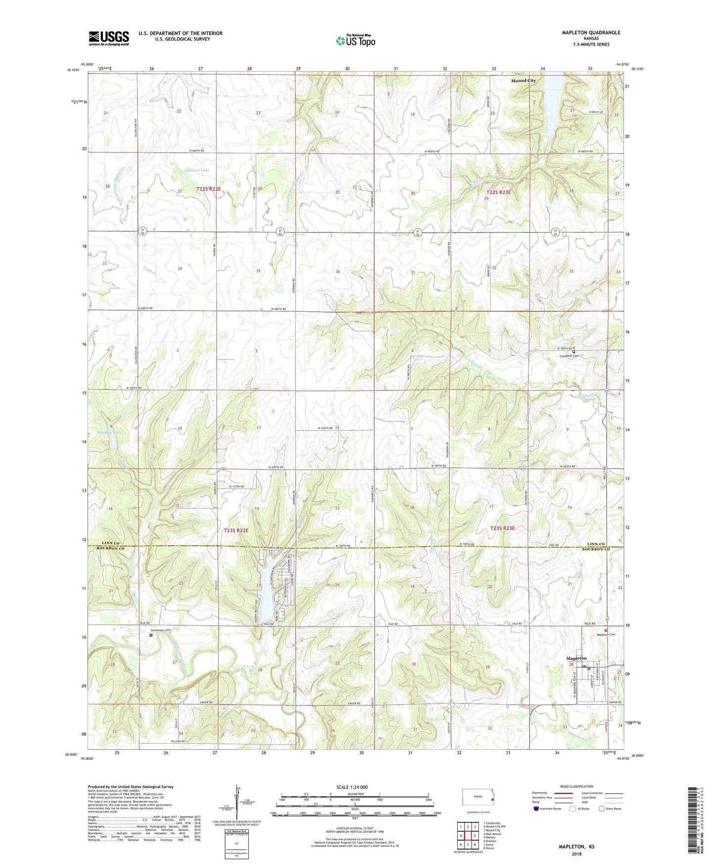 Mapleton Kansas US Topo Map Image