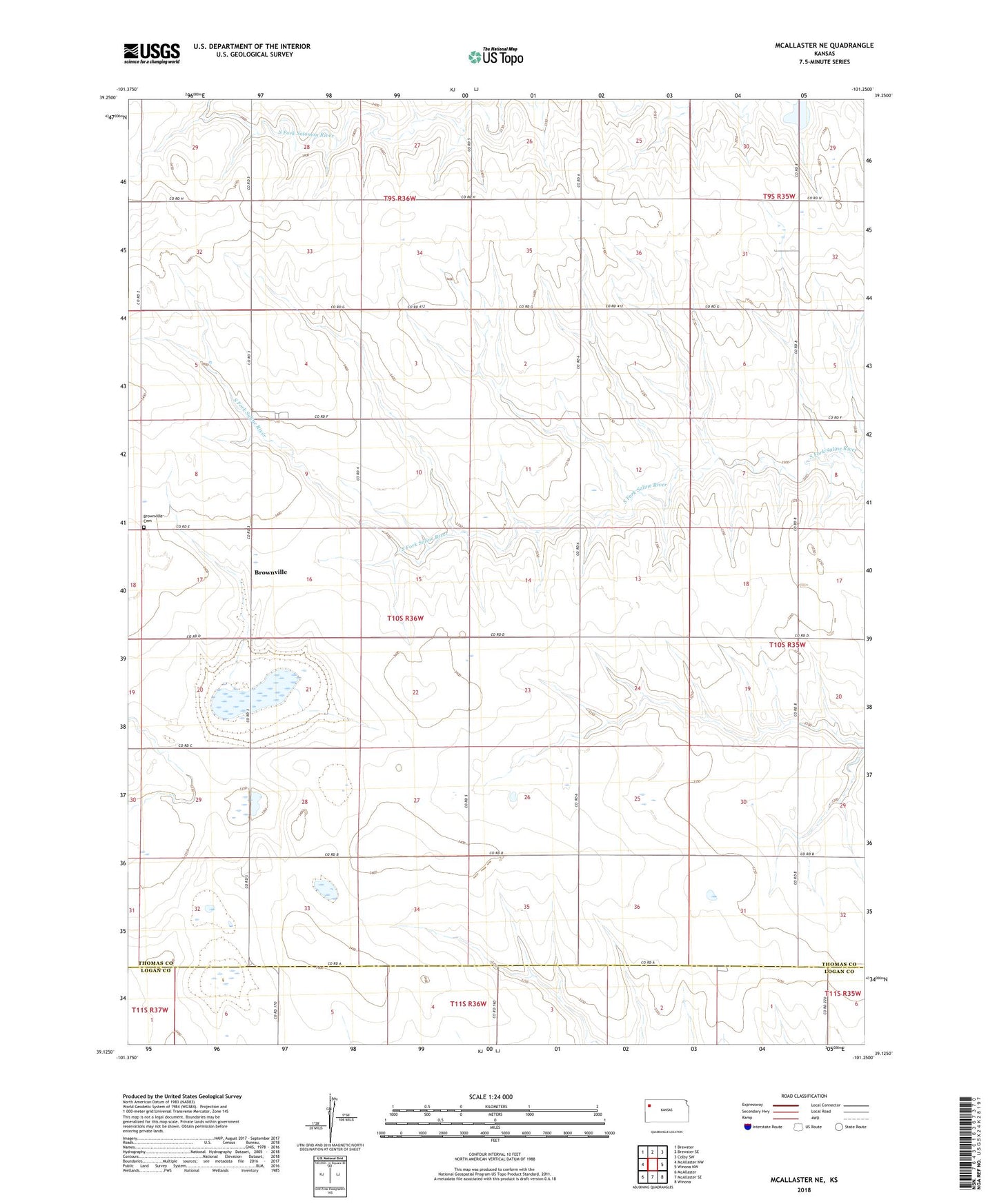 McAllaster NE Kansas US Topo Map Image