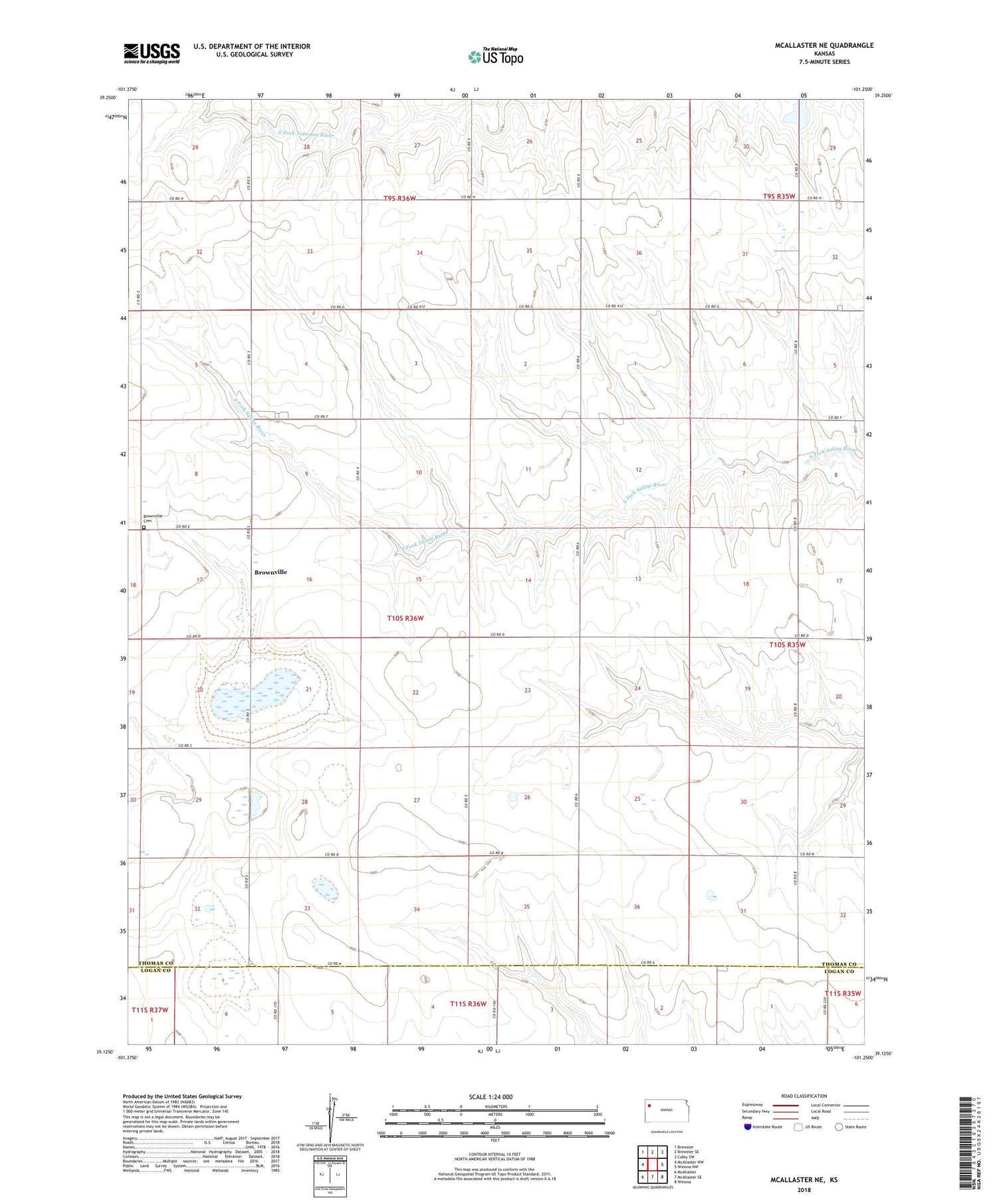 McAllaster NE Kansas US Topo Map Image