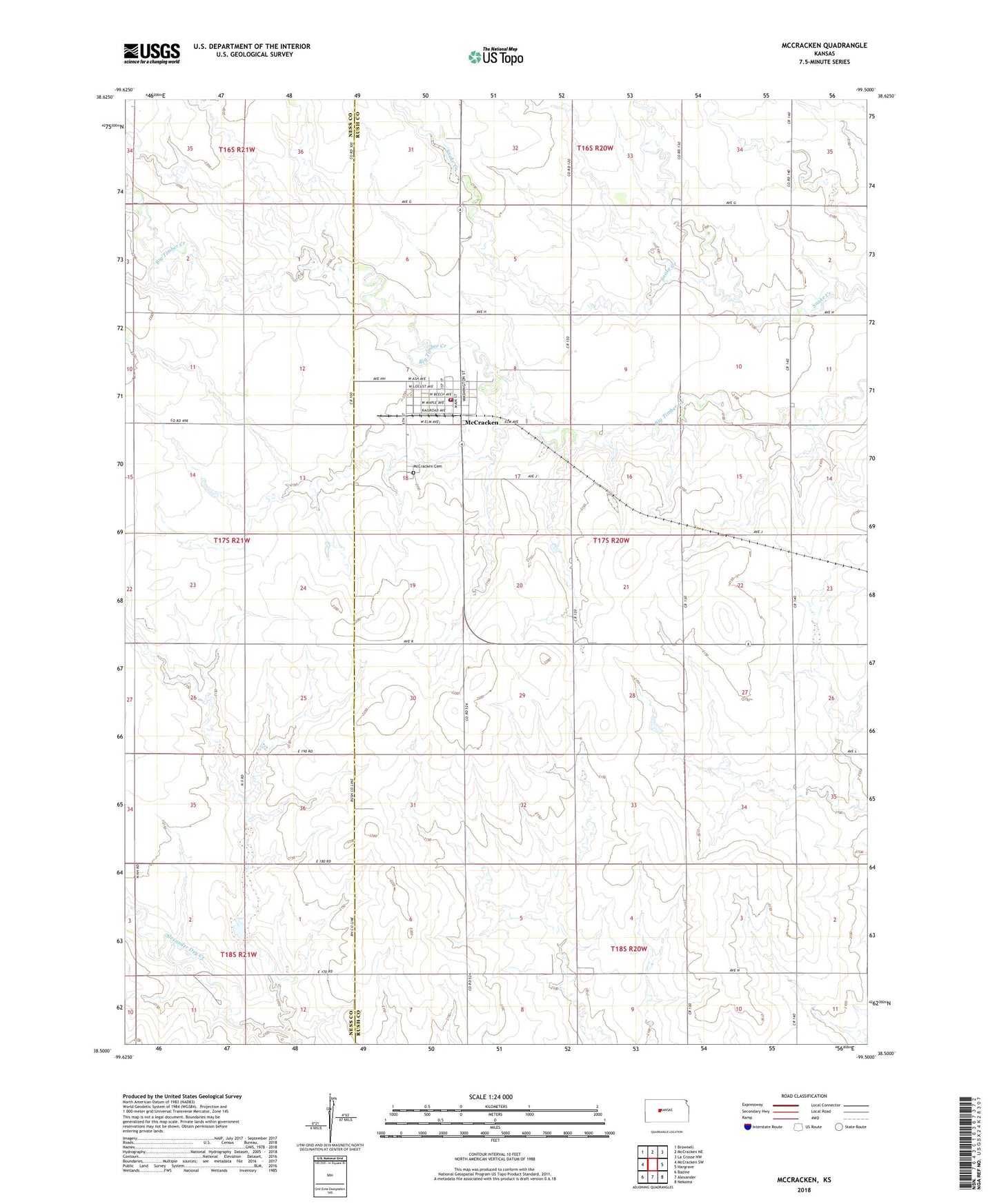 McCracken Kansas US Topo Map Image