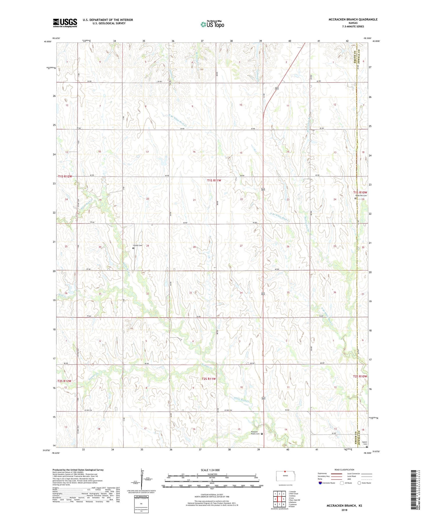 McCracken Branch Kansas US Topo Map Image
