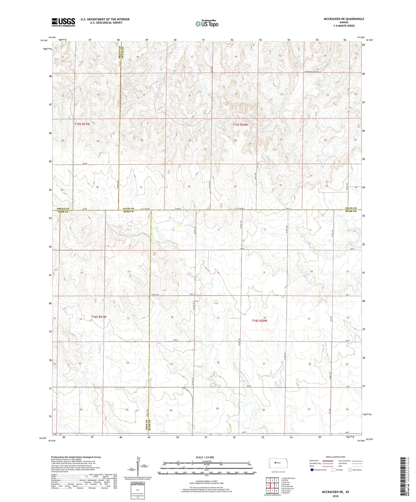 McCracken NE Kansas US Topo Map Image