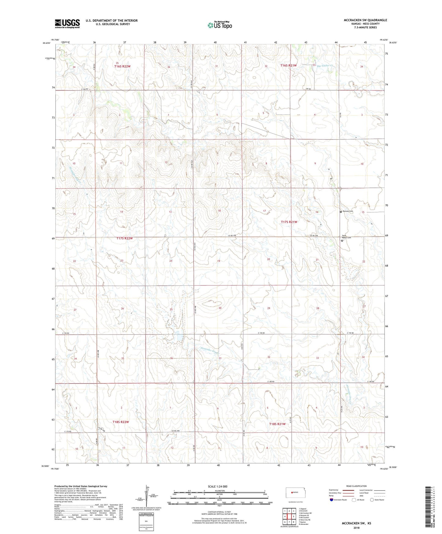 McCracken SW Kansas US Topo Map Image