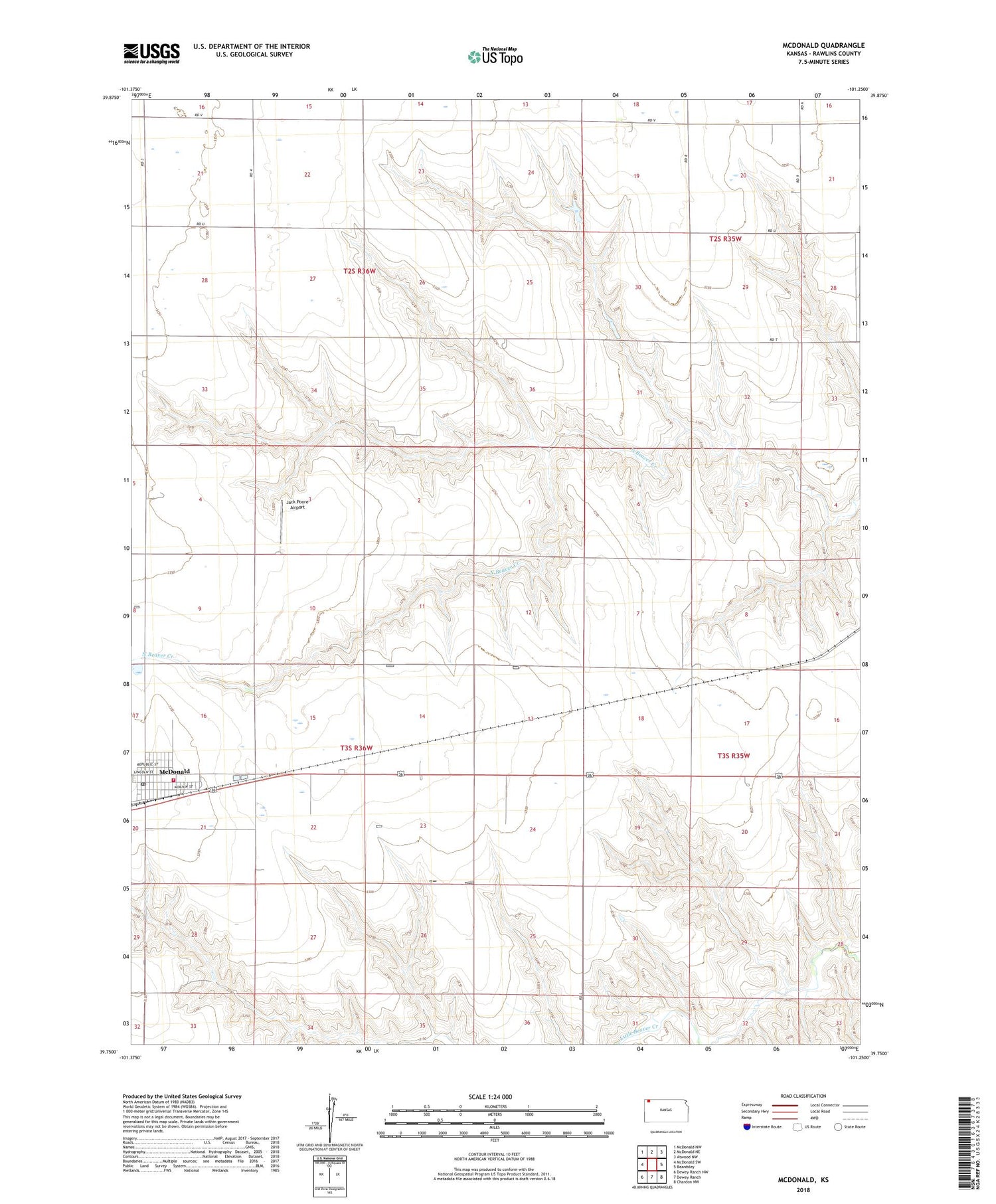 McDonald Kansas US Topo Map Image