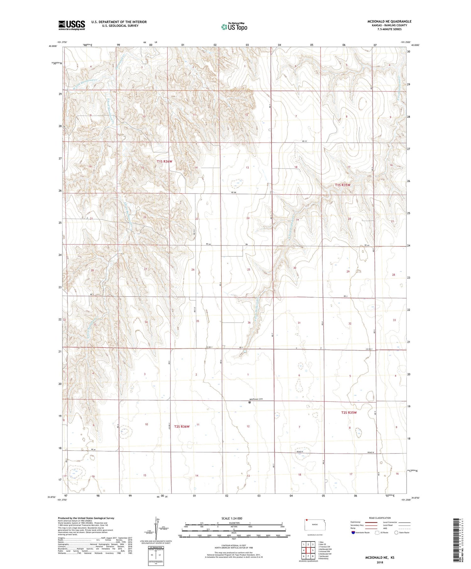 McDonald NE Kansas US Topo Map Image