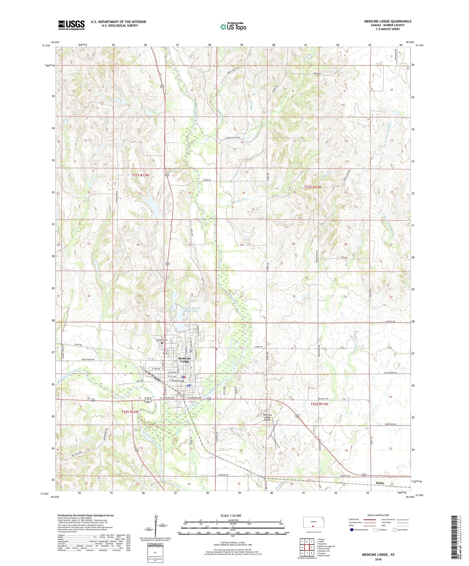 Medicine Lodge Kansas US Topo Map Image