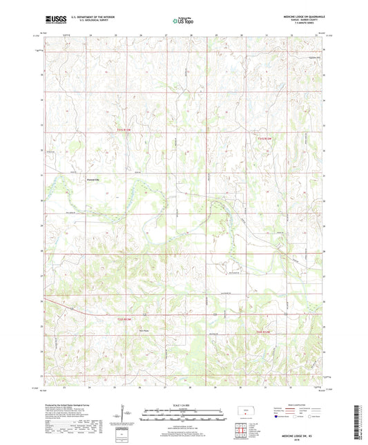 Medicine Lodge SW Kansas US Topo Map Image