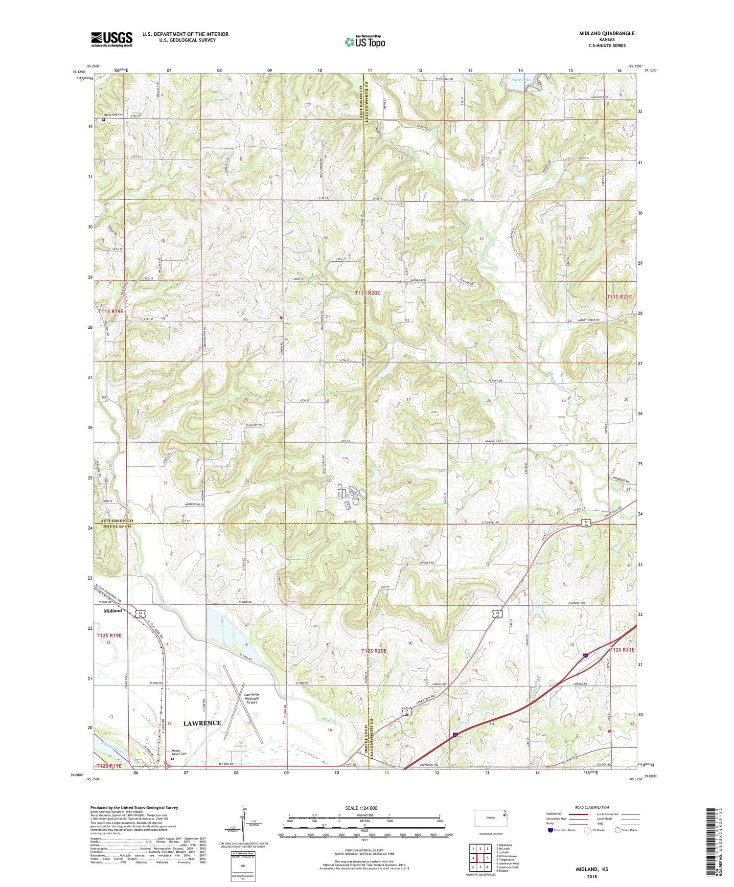 Midland Kansas US Topo Map Image