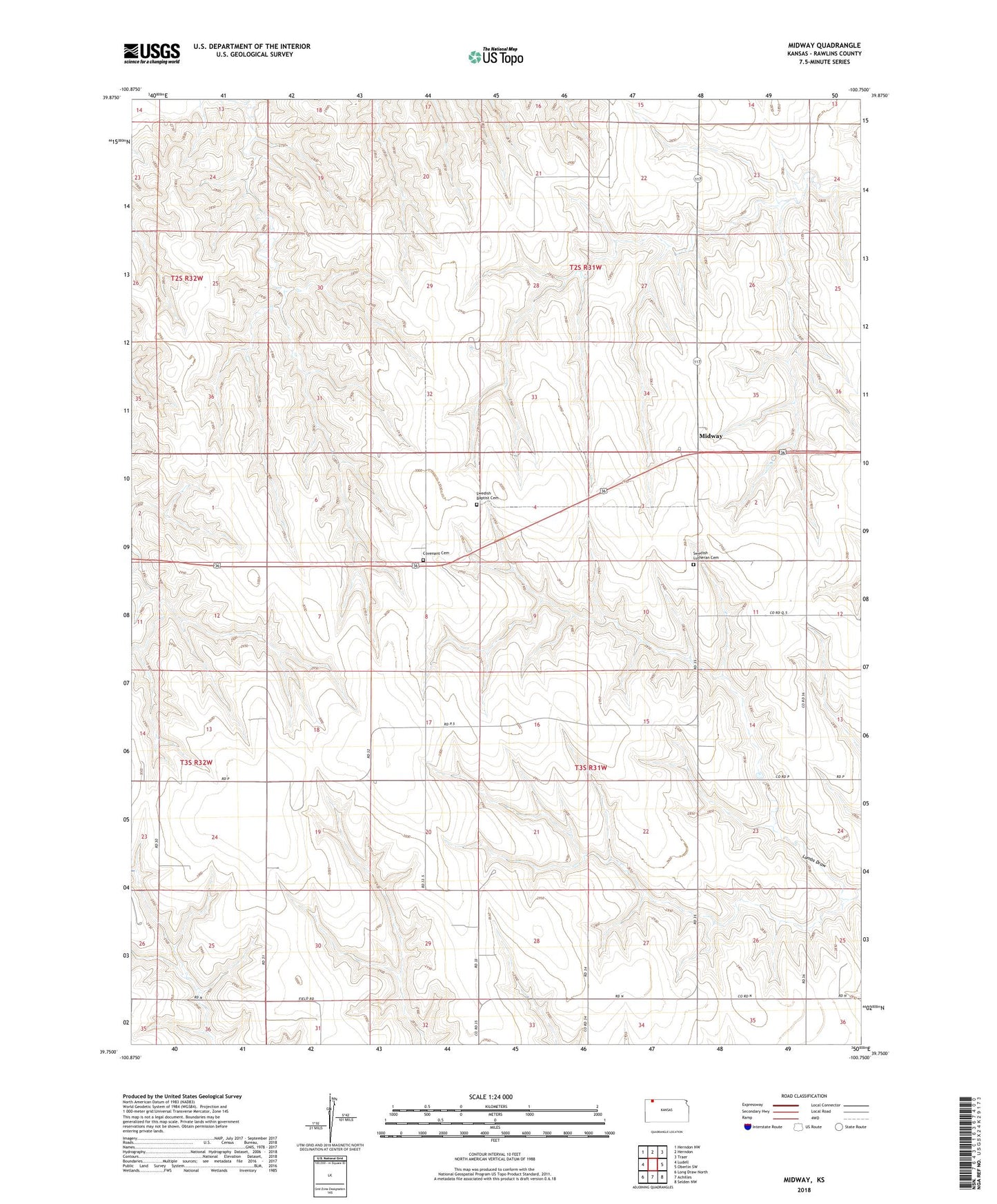 Midway Kansas US Topo Map Image