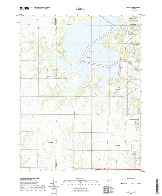 Milford Dam Kansas US Topo Map Image