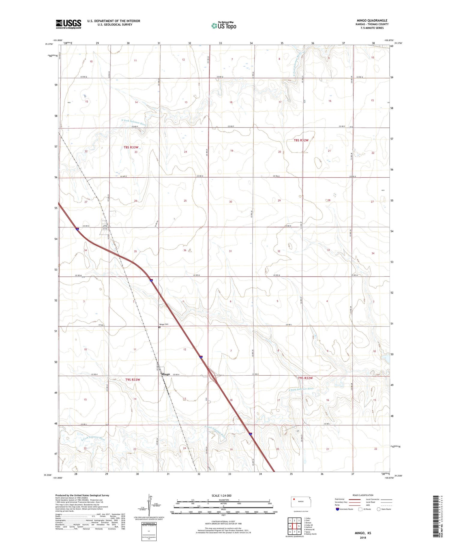 Mingo Kansas US Topo Map Image