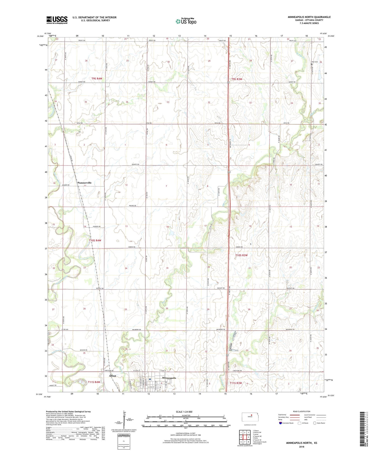 Minneapolis North Kansas US Topo Map Image