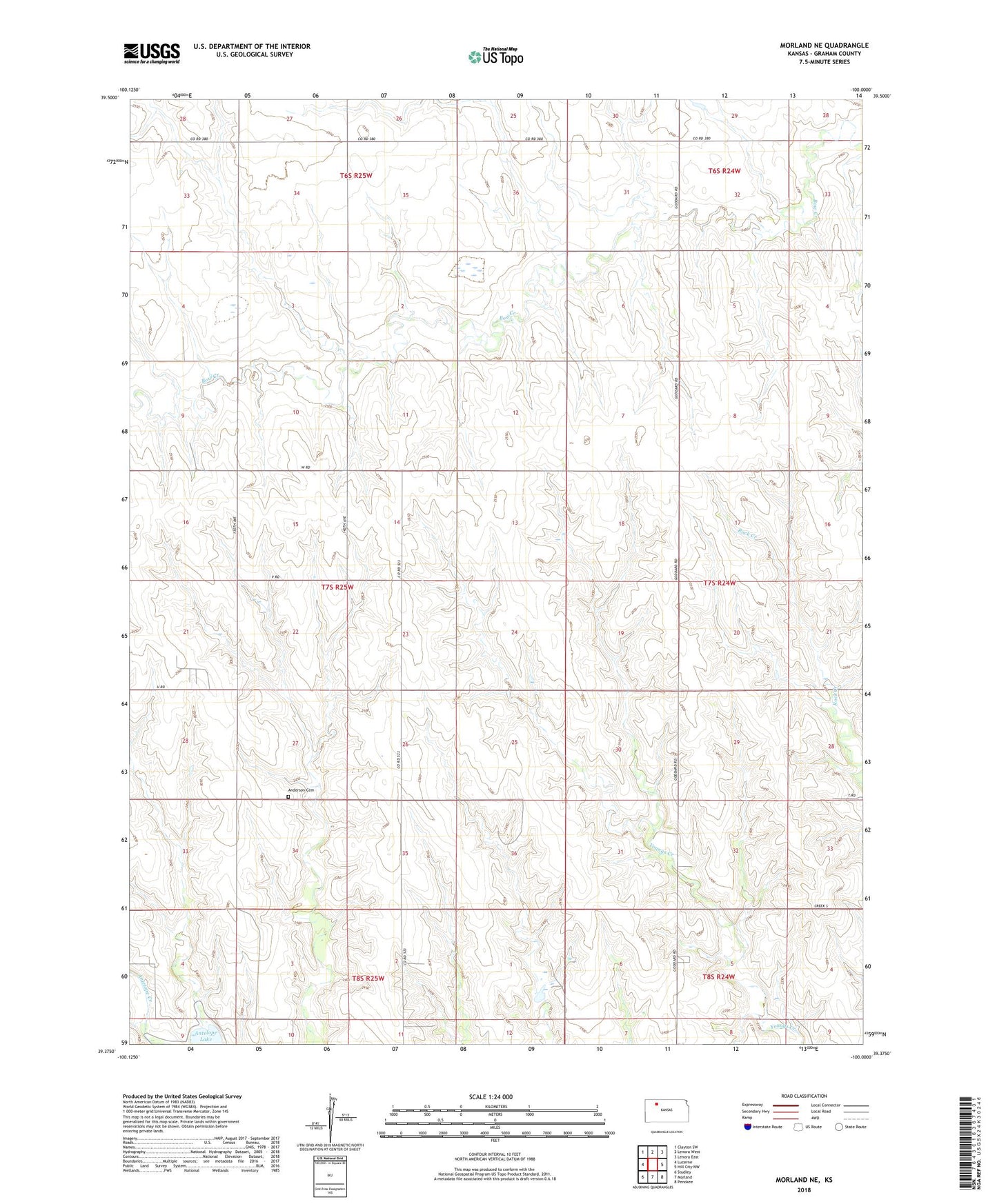 Morland NE Kansas US Topo Map Image