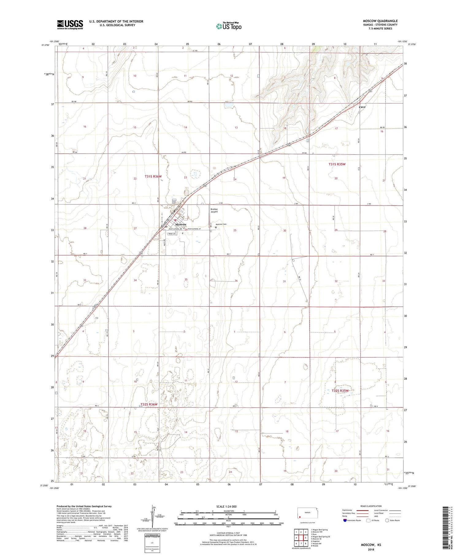 Moscow Kansas US Topo Map Image